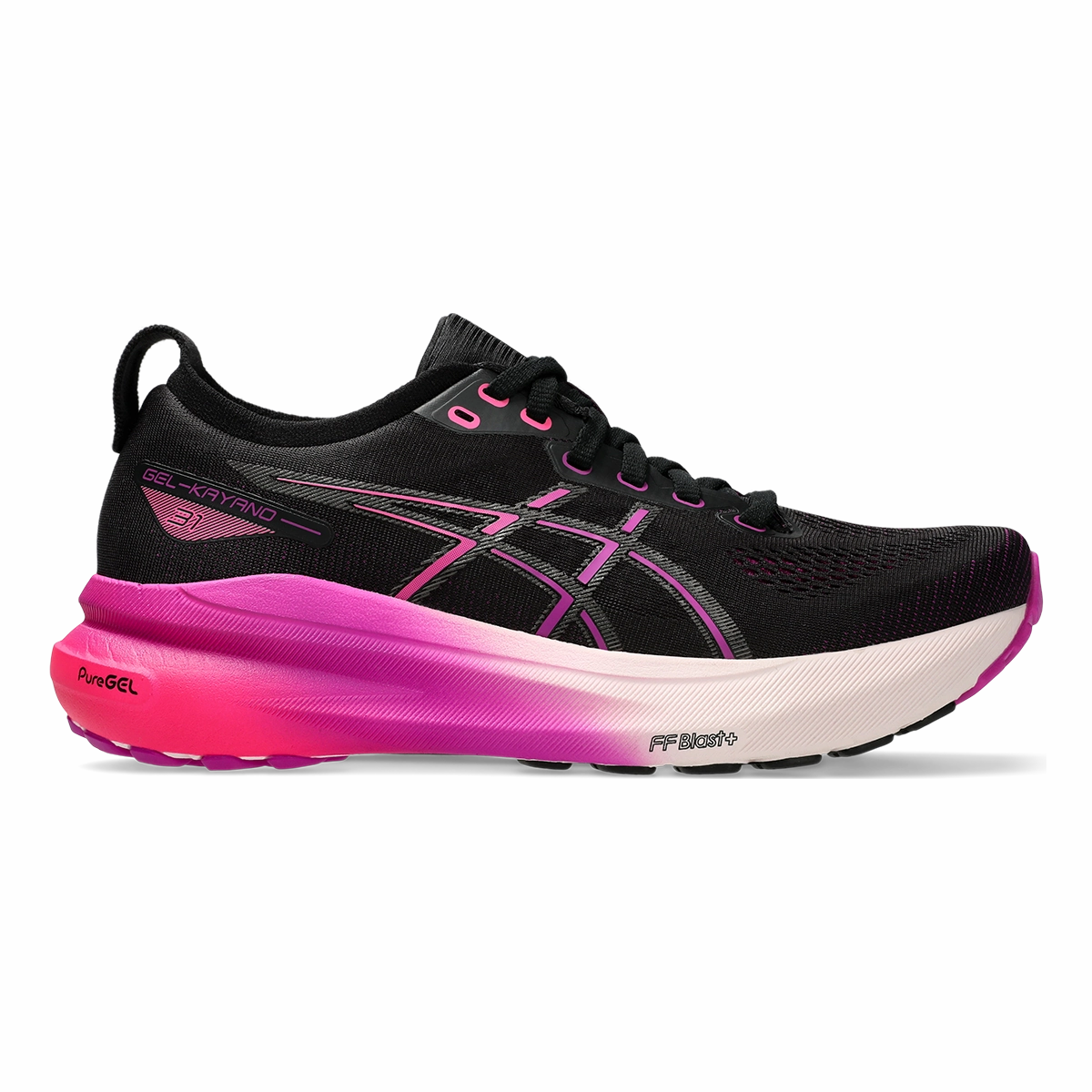 Asics Gel Kayano 31 - Black - Bold Magenta Asics neutral footwear designed for balanced running