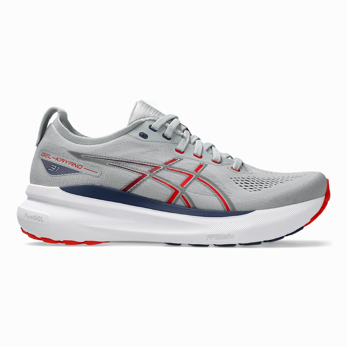 Asics Gel Kayano 31 - Piedmont Grey - Fiery Red Mens running shoes by Asics