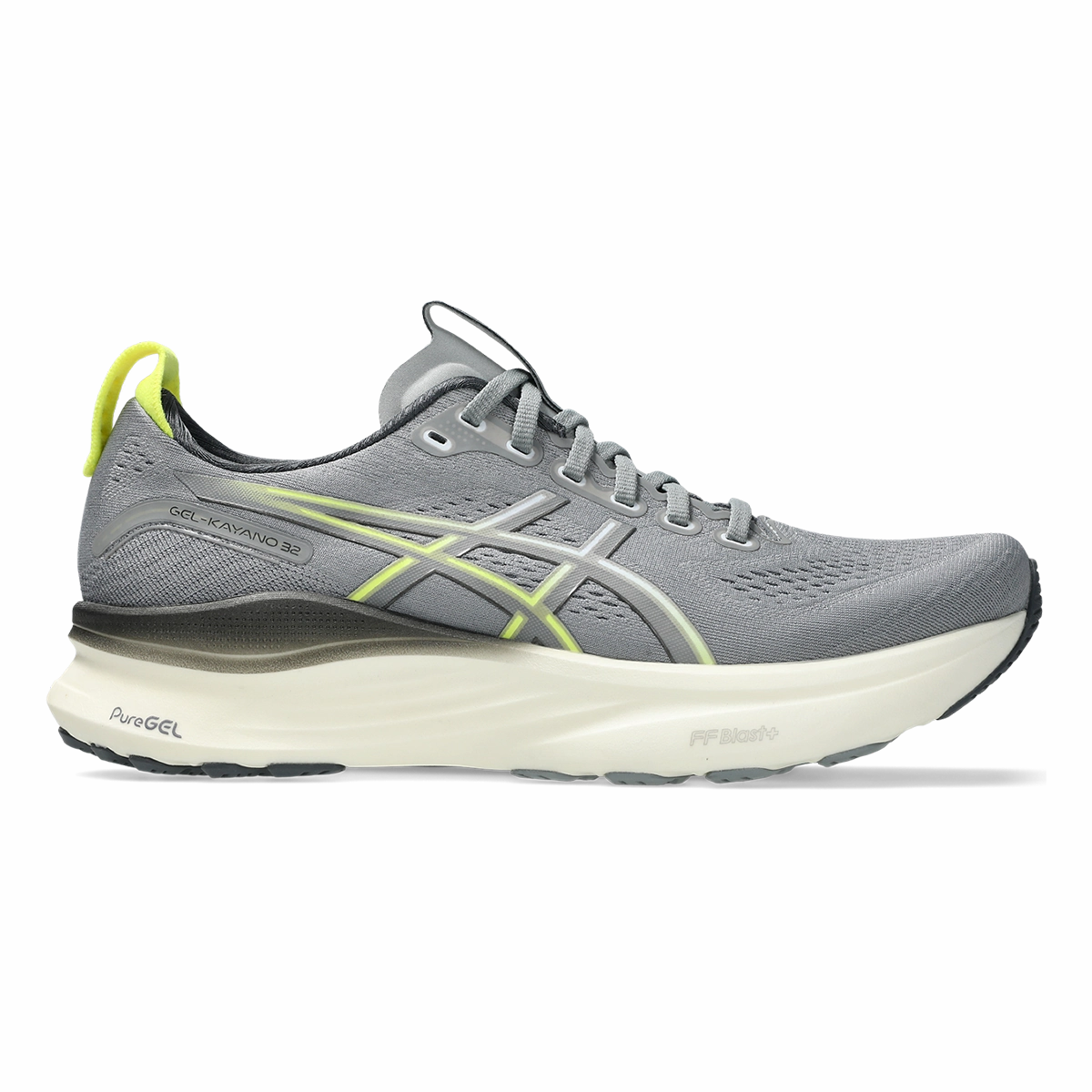 Asics Gel Kayano 32 - Gravel - Citron Asics neutral footwear designed for balanced running
