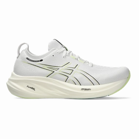 Asics Gel Nimbus 26 - White - Birch Asics neutral footwear designed for balanced running