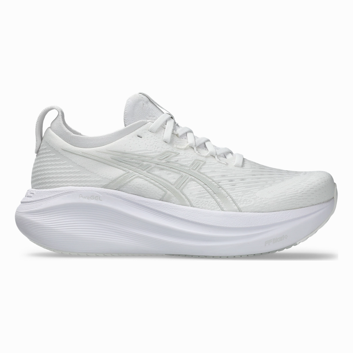 Asics Gel Nimbus 27 White - Glacier Grey Asics neutral footwear designed for balanced running