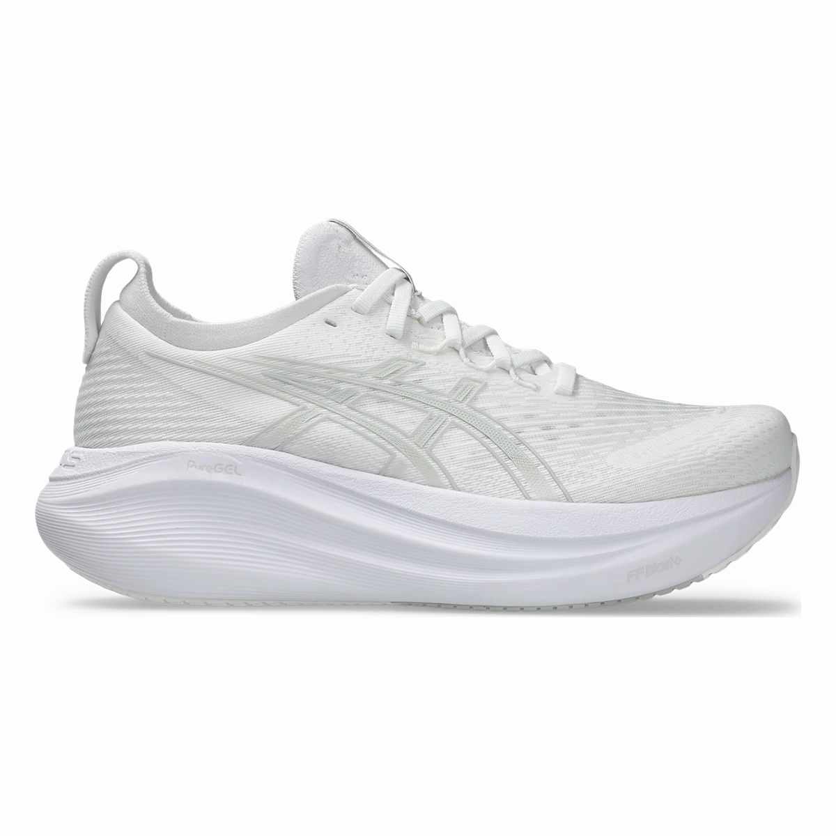 Asics Gel Nimbus 27 White - Glacier Grey Mens running shoes by Asics