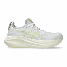 Asics Gel Nimbus 27 White - Huddle Yellow Asics neutral footwear designed for balanced running