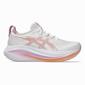 Asics Gel Nimbus 27 White - Light Ube Asics neutral footwear designed for balanced running