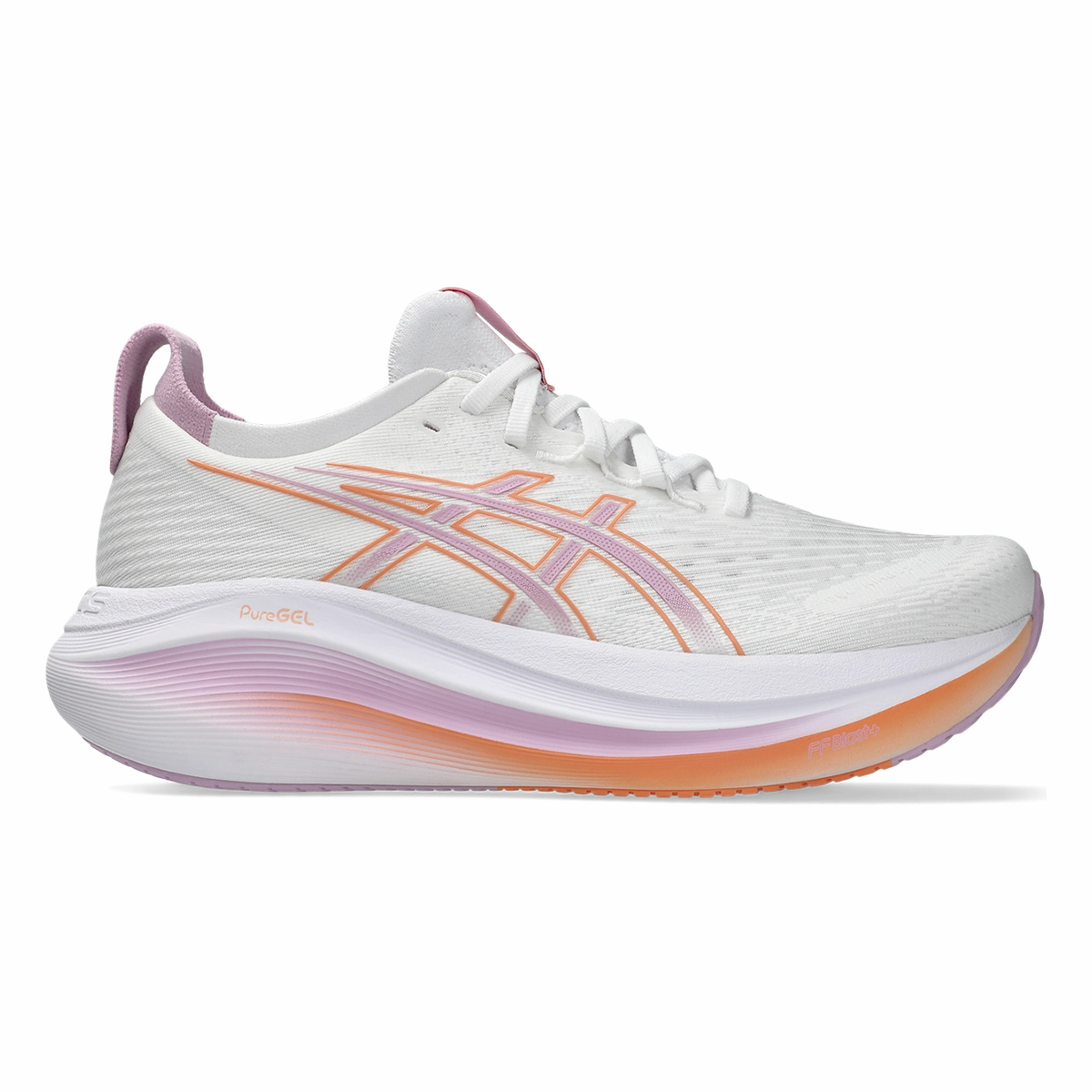 Asics Gel Nimbus 27 White - Light Ube Asics neutral footwear designed for balanced running