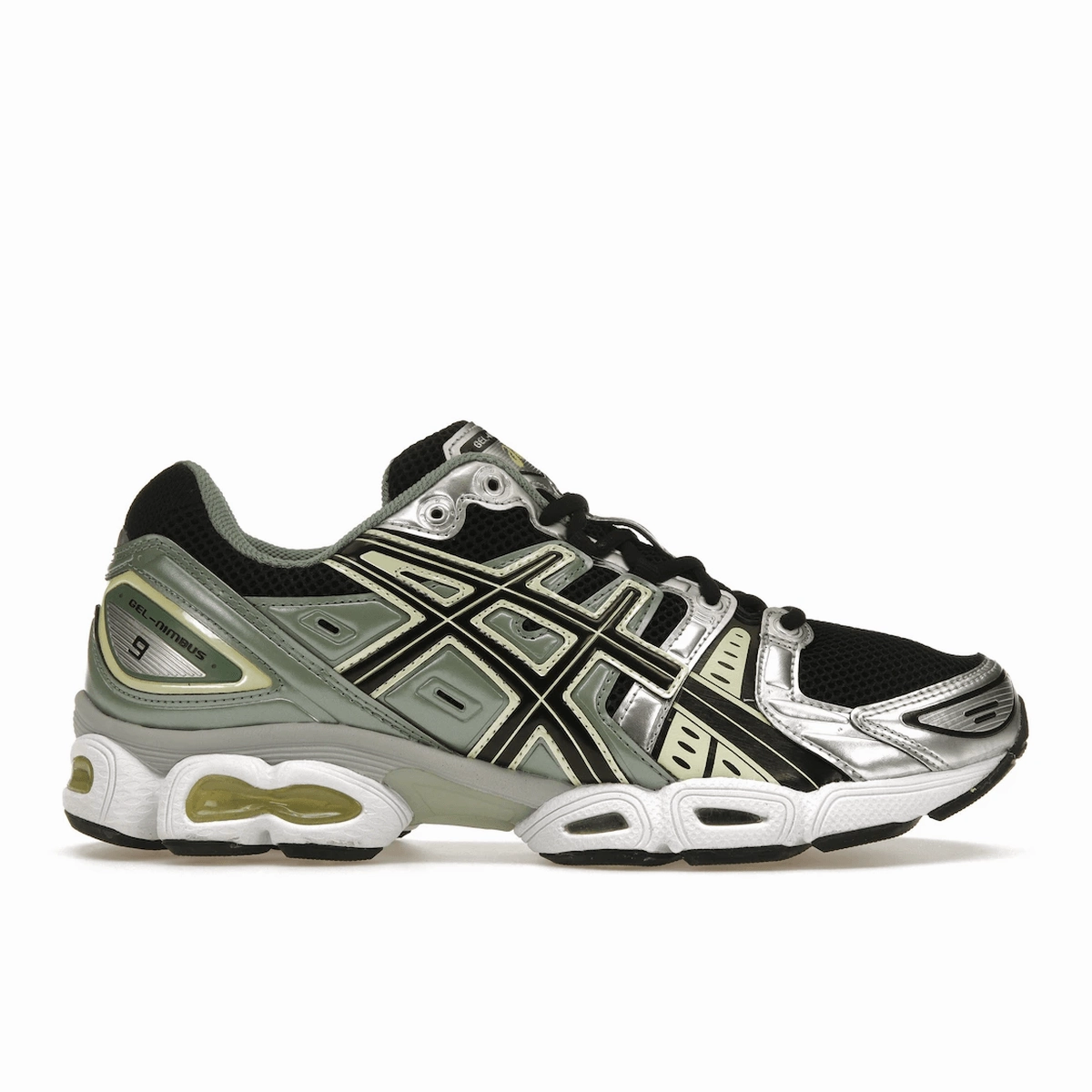 ASICS Gel-Nimbus 9 Black Green Yellow Silver Retro Gel-Kayano 14 shoes