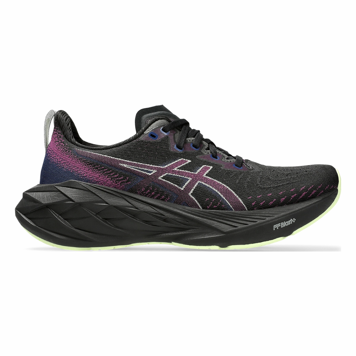 Asics Novablast 4 - Black - Blue Expanse Asics neutral footwear designed for balanced running