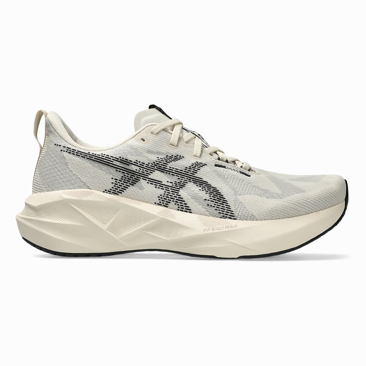 Asics Novablast 5 Oatmeal - Black Asics neutral footwear designed for balanced running