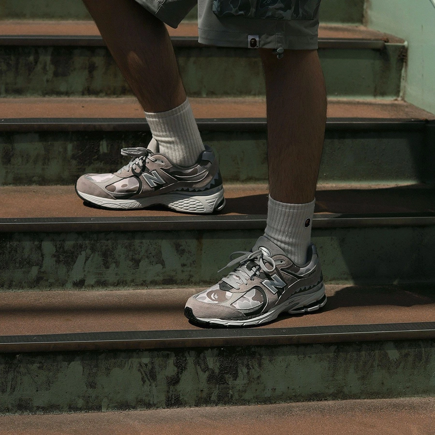 BAPE x 2002R 'Apes Together Strong - Grey Camo' Cushioned running footwear