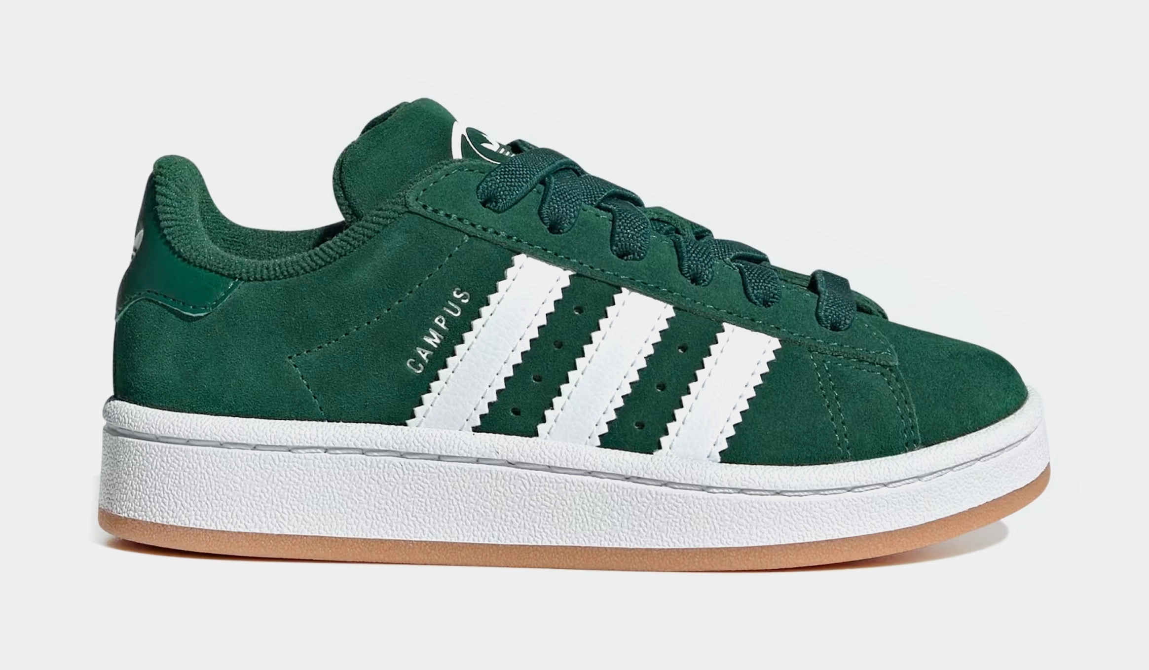Campus 00s Preschool Lifestyle Shoes (Dark Green/Cloud White/Gum) Adidas Campus sneakers with vintage street style
