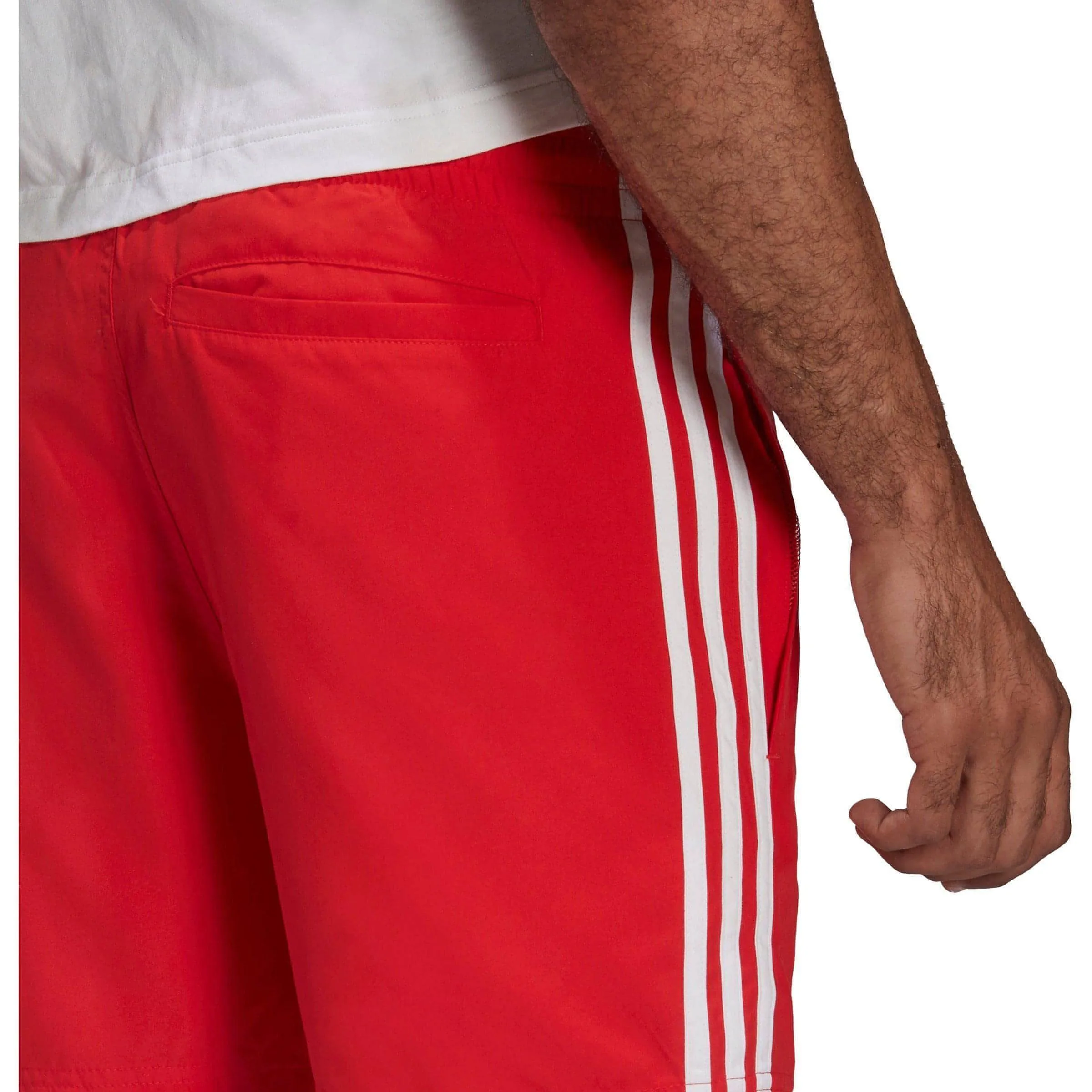 Clothing Adidas  Men adidas Adicolour Classic 3 Stipes Mens Swim Shorts - Red