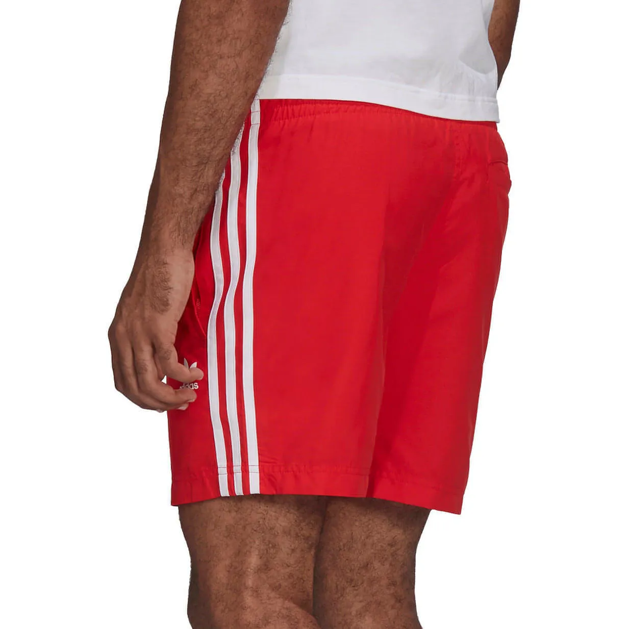 Clothing Adidas  Men adidas Adicolour Classic 3 Stipes Mens Swim Shorts - Red