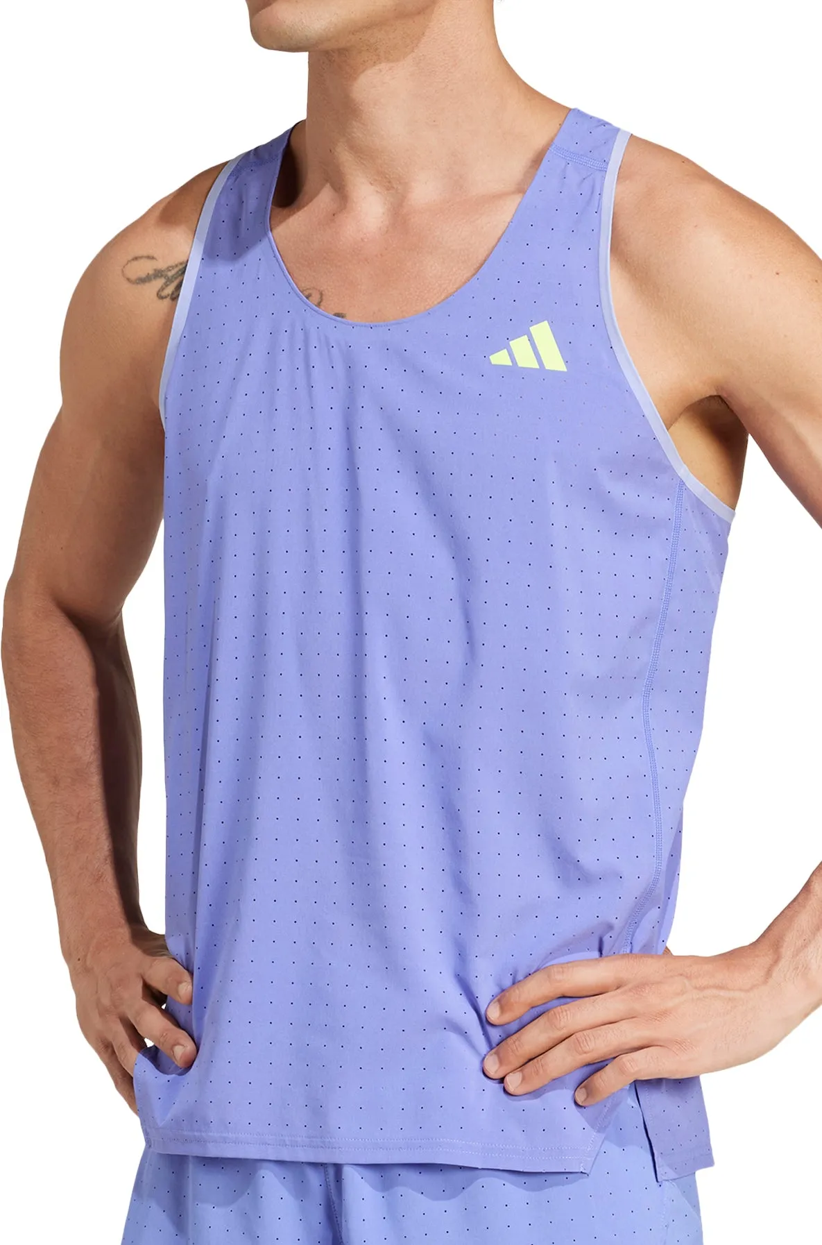 Clothing Adidas  Men adidas Adizero Mens Running Vest - Blue