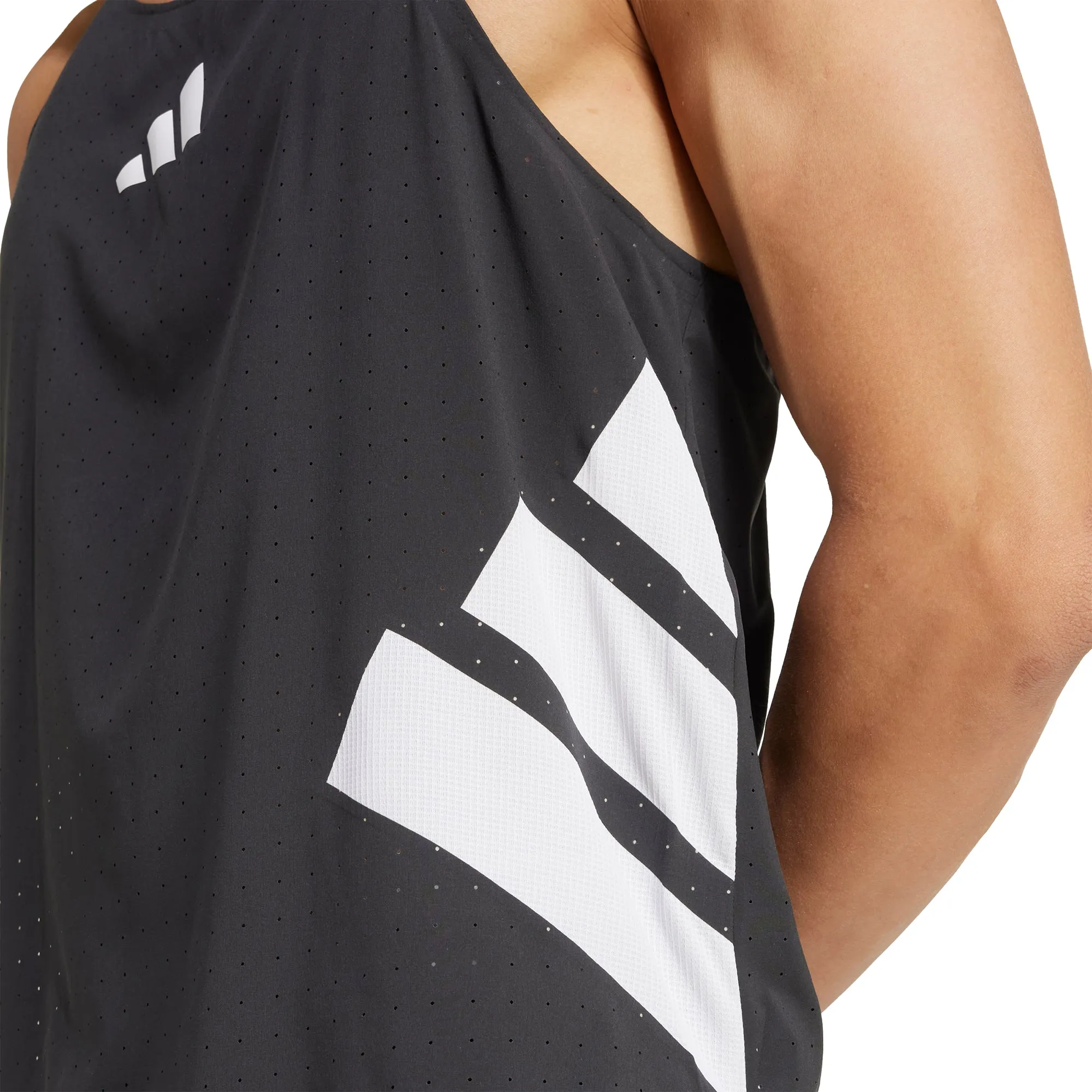 Clothing Adidas  Men adidas Adizero Road To Records Mens Running Vest - Black