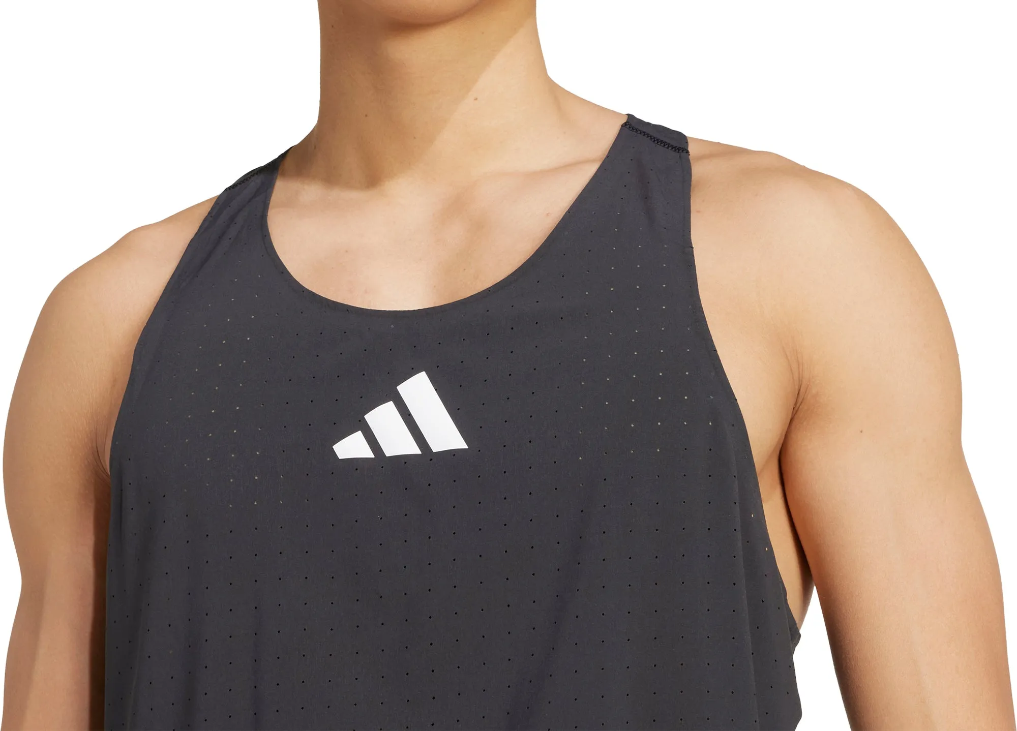 Clothing Adidas  Men adidas Adizero Road To Records Mens Running Vest - Black