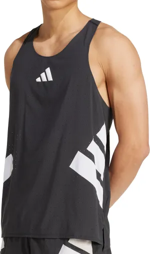 Clothing Adidas  Men adidas Adizero Road To Records Mens Running Vest - Black