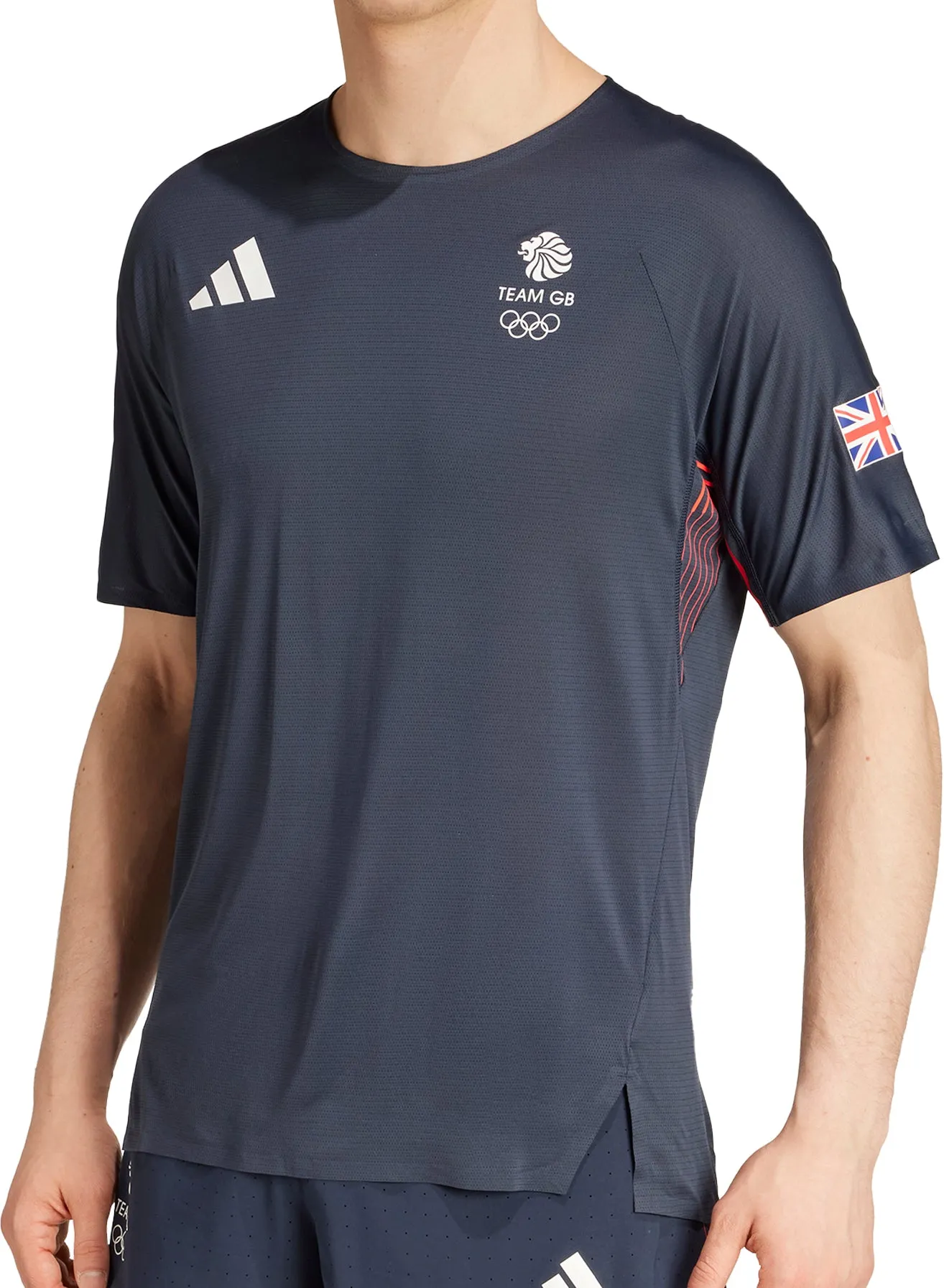 Clothing Adidas  Men adidas Adizero Team GB Short Sleeve Mens Running Top - Blue