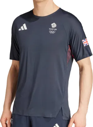 Clothing Adidas  Men adidas Adizero Team GB Short Sleeve Mens Running Top - Blue