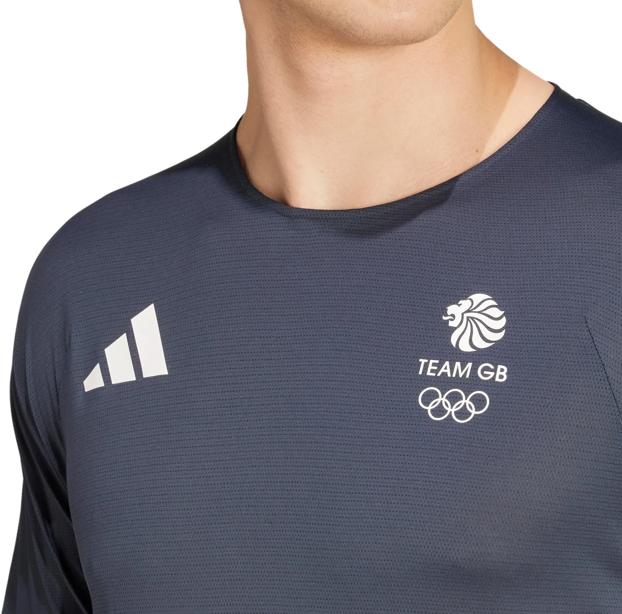 Clothing Adidas  Men adidas Adizero Team GB Short Sleeve Mens Running Top - Blue