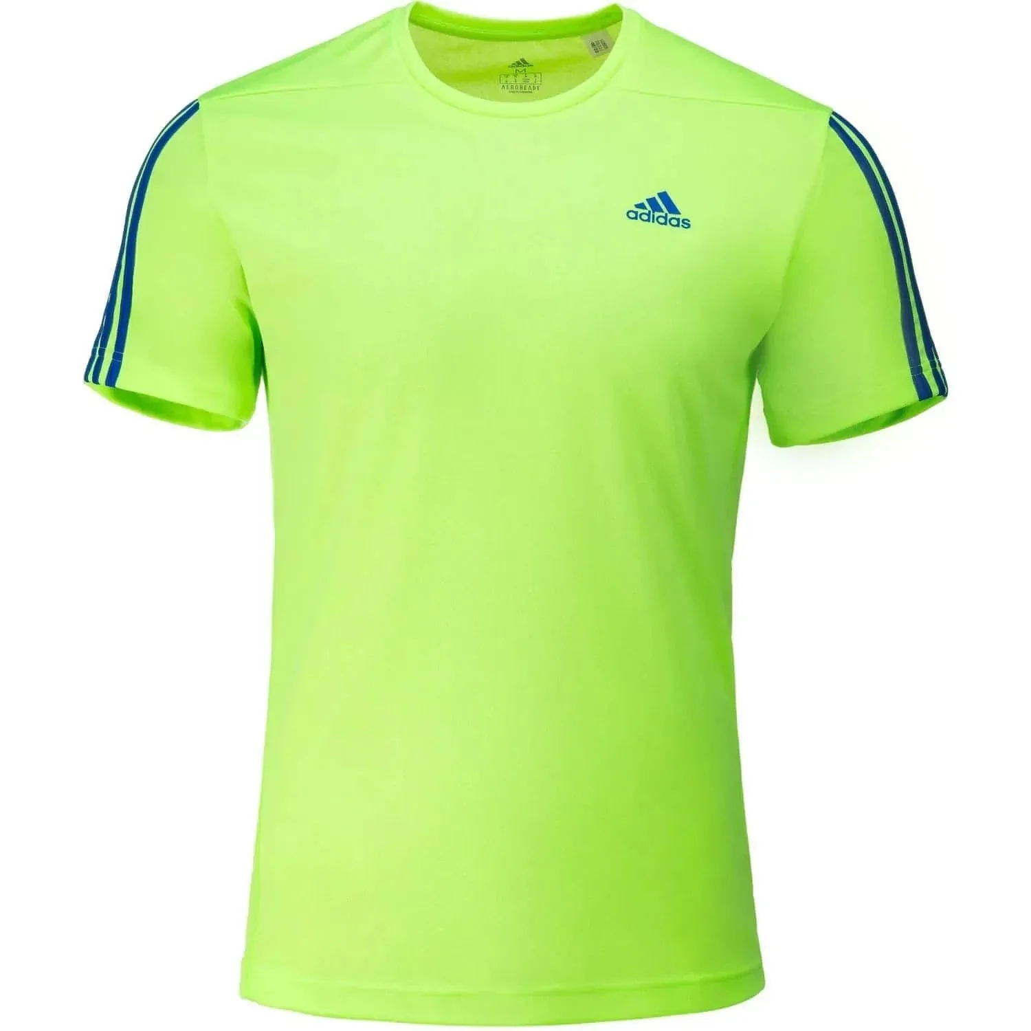 Clothing Adidas  Men adidas AeroReady 3 Stripes Short Sleeve Mens Running Top - Green
