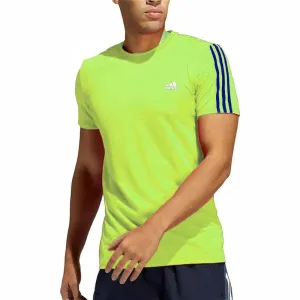 Clothing Adidas  Men adidas AeroReady 3 Stripes Short Sleeve Mens Running Top - Green