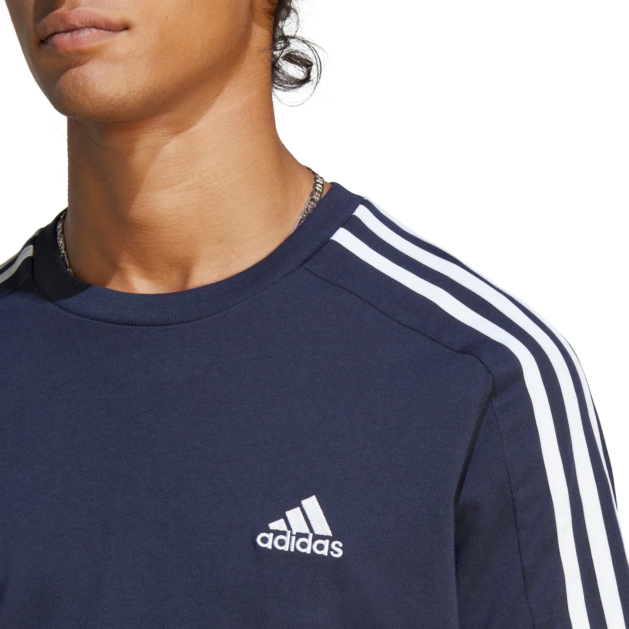 Clothing Adidas  Men adidas Essentials 3 Stripes Short Sleeve Mens Top - Blue