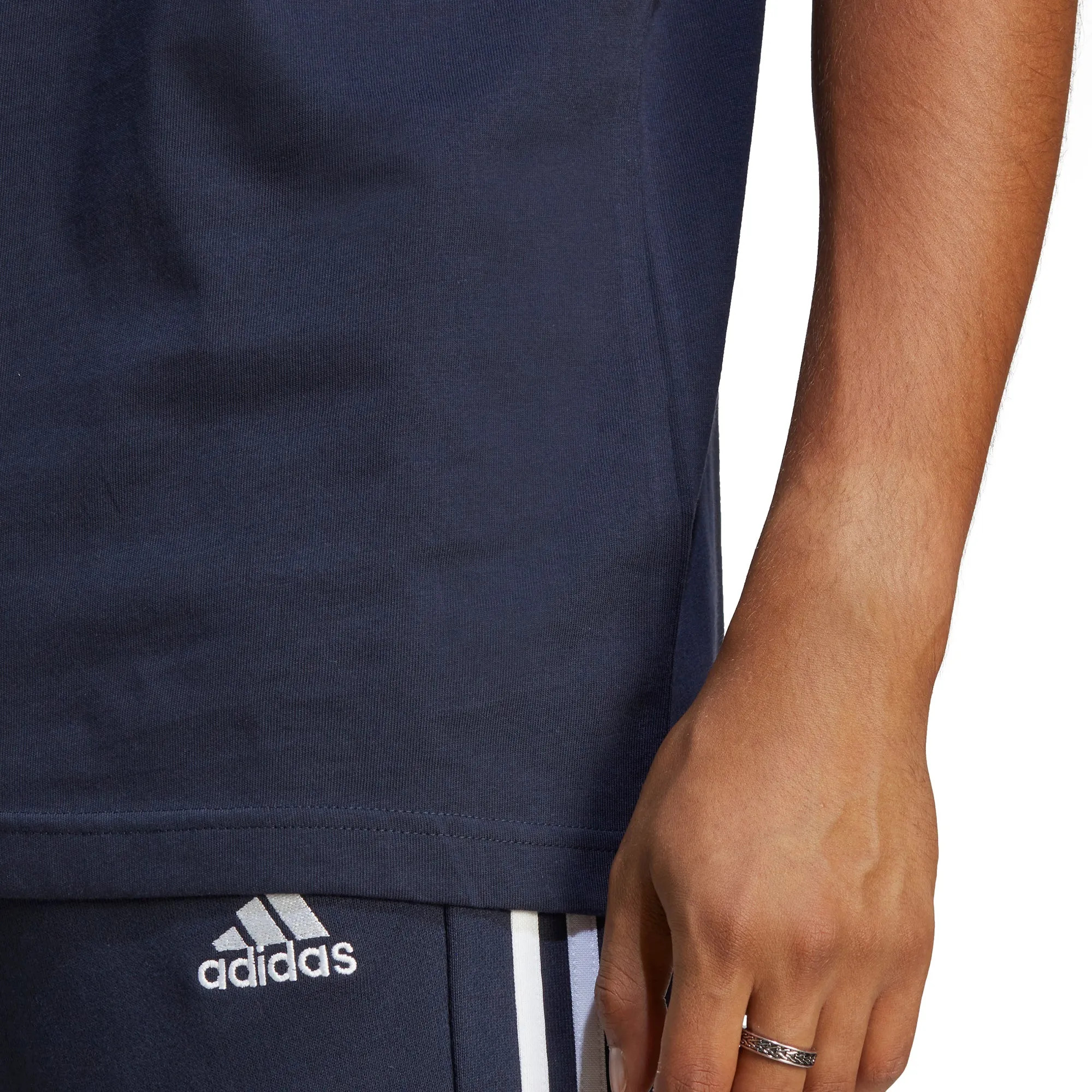 Clothing Adidas  Men adidas Essentials 3 Stripes Short Sleeve Mens Top - Blue