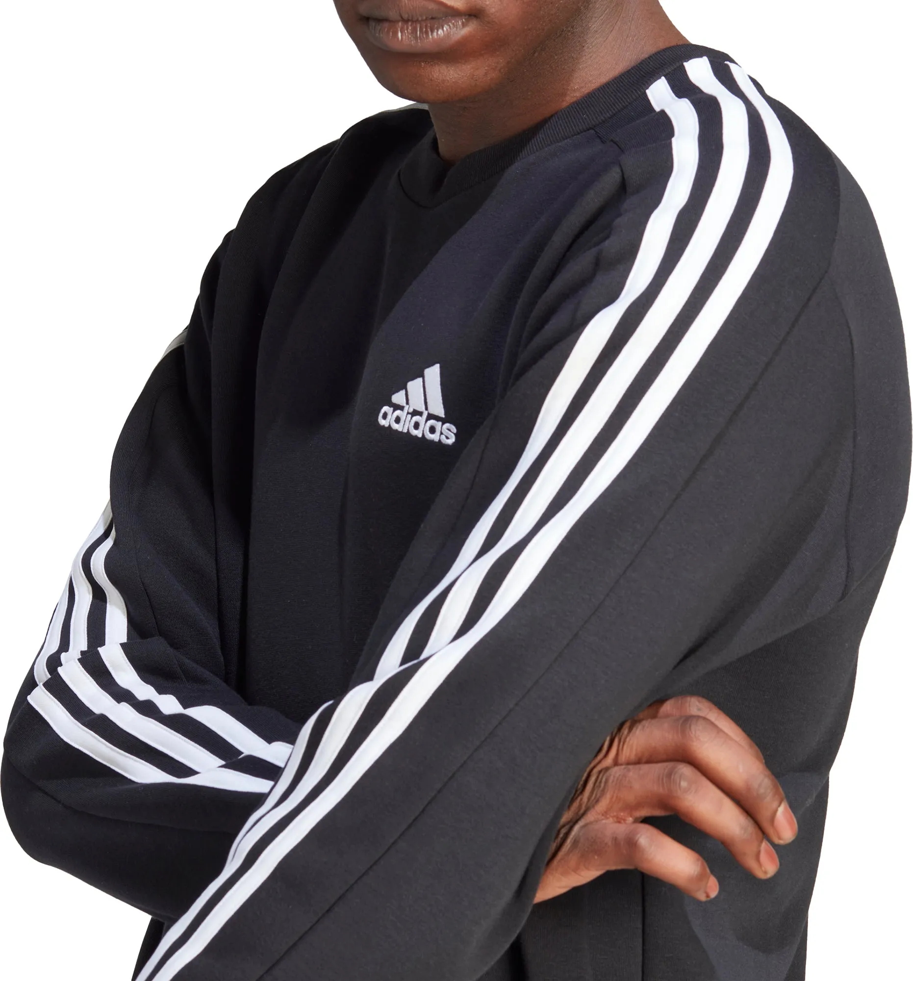 Clothing Adidas  Men adidas Essentials Fleece 3 Stripes Mens Sweatshirt - Black