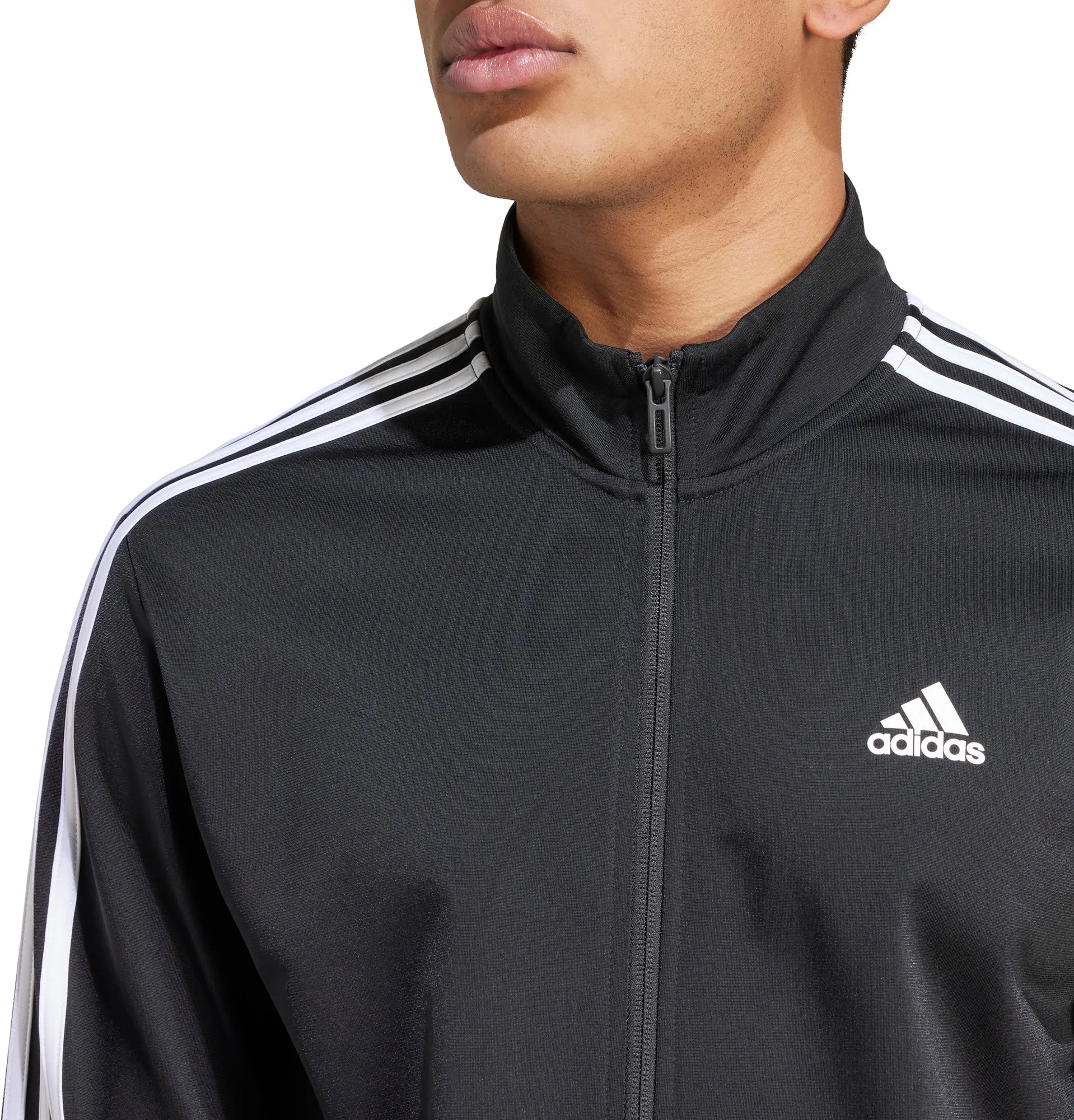 Clothing Adidas  Men adidas Essentials Warm Up 3 Stripes Mens Track Jacket - Black