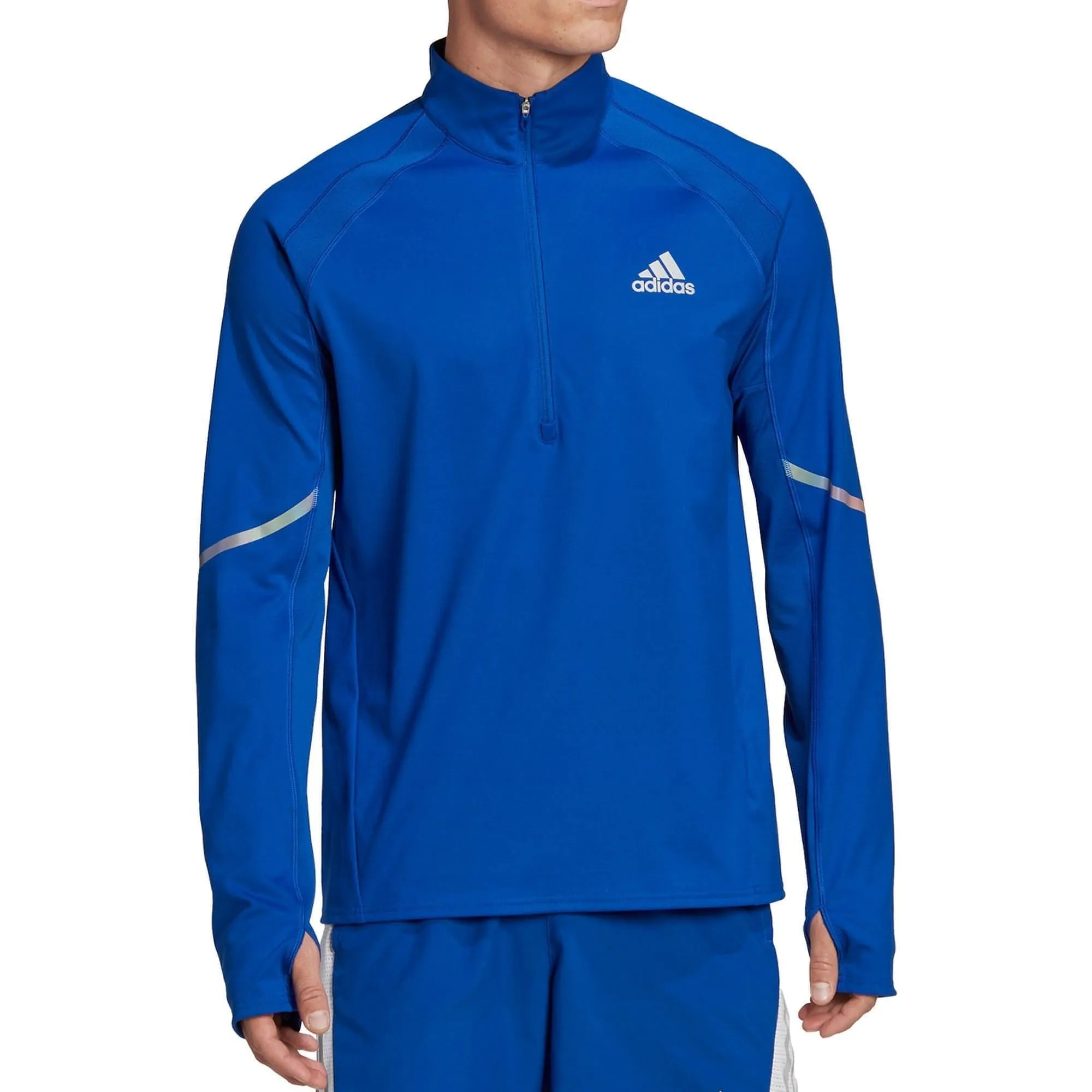 Clothing Adidas  Men adidas Fast Half Zip Long Sleeve Mens Running Top - Blue