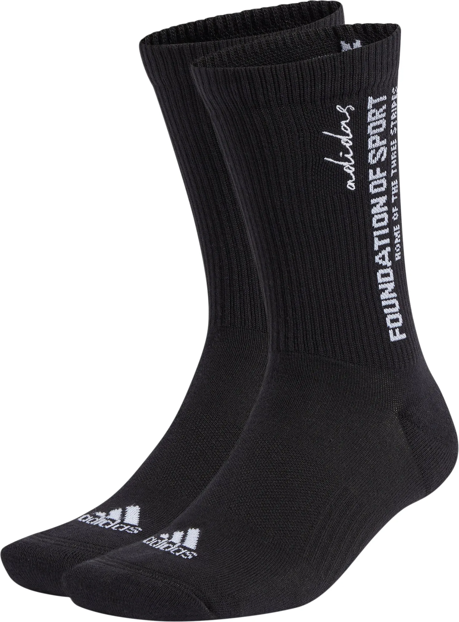 Clothing Adidas  Men adidas Slogan Graphic (2 Pack) Cushioned Crew Socks - Black