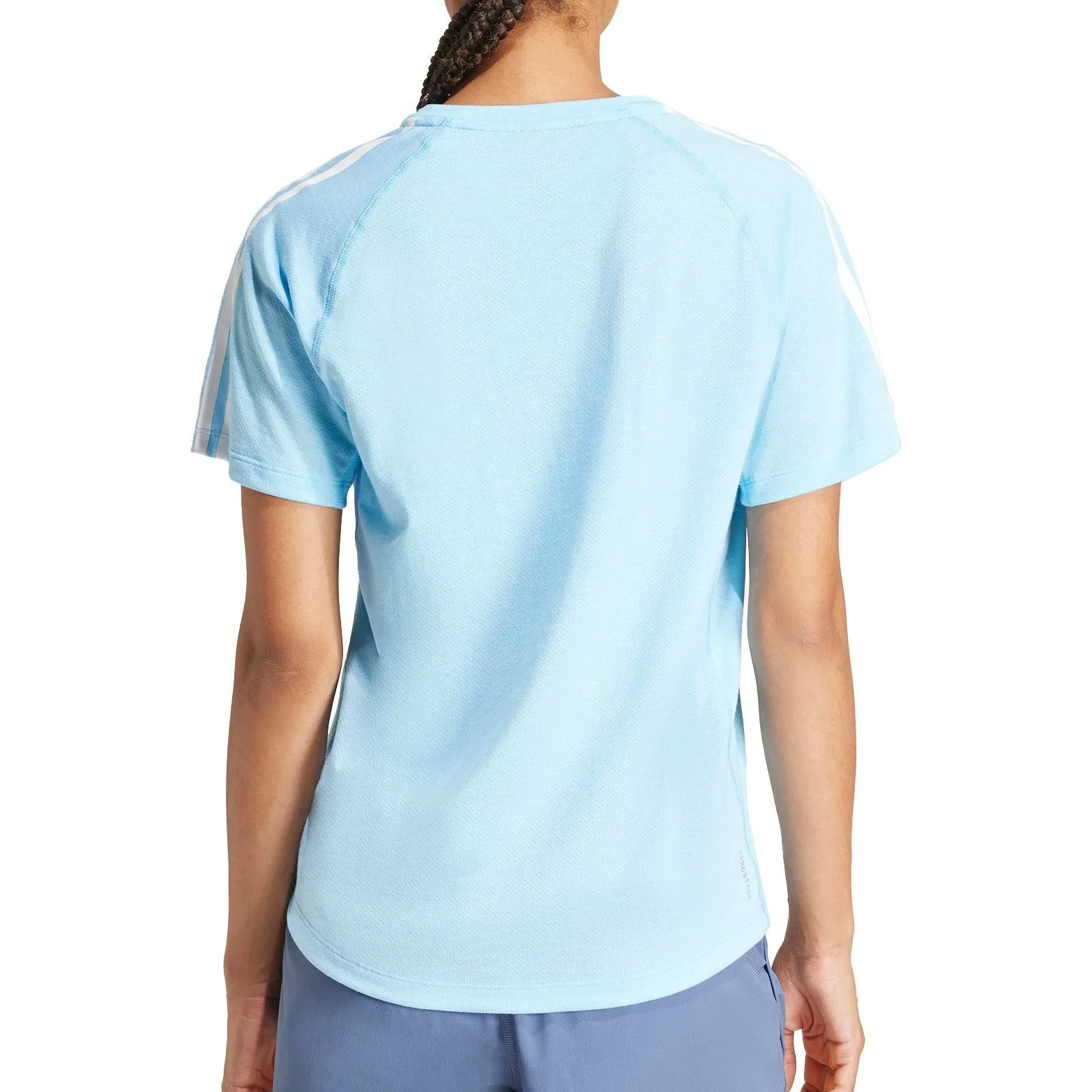 Clothing Adidas  Women adidas Own The Run 3 Stripes Short Sleeve Womens Running Top - Blue
