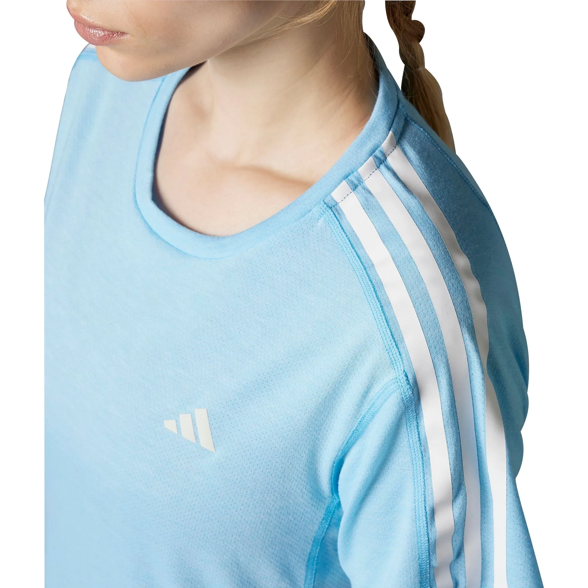 Clothing Adidas  Women adidas Own The Run 3 Stripes Short Sleeve Womens Running Top - Blue