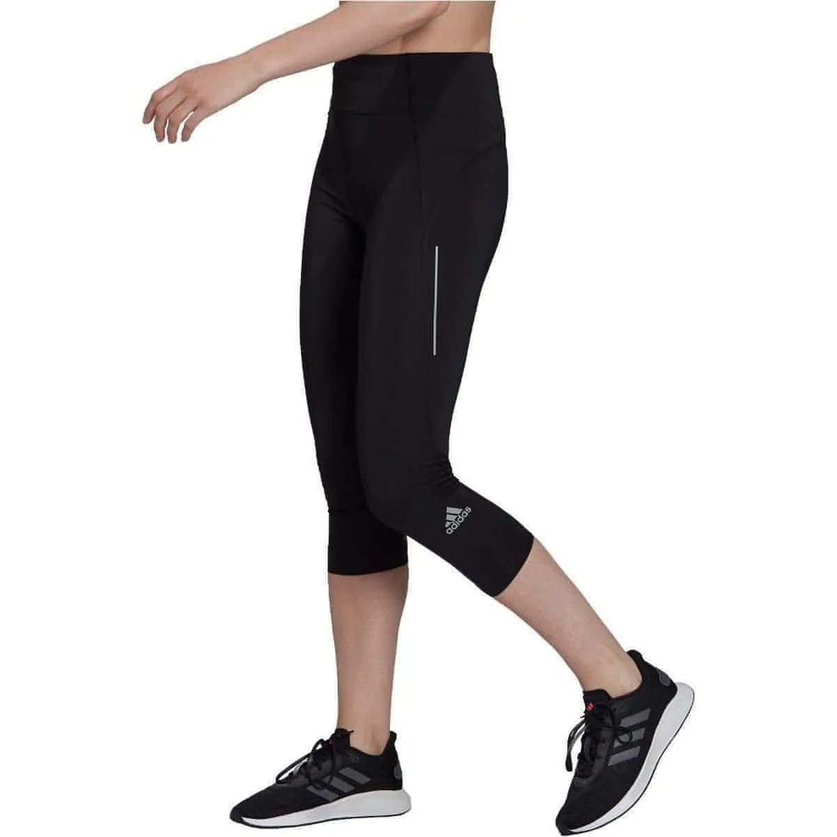 Clothing Adidas  Women adidas Own The Run Womens 3/4 Capri Running Tights - Black