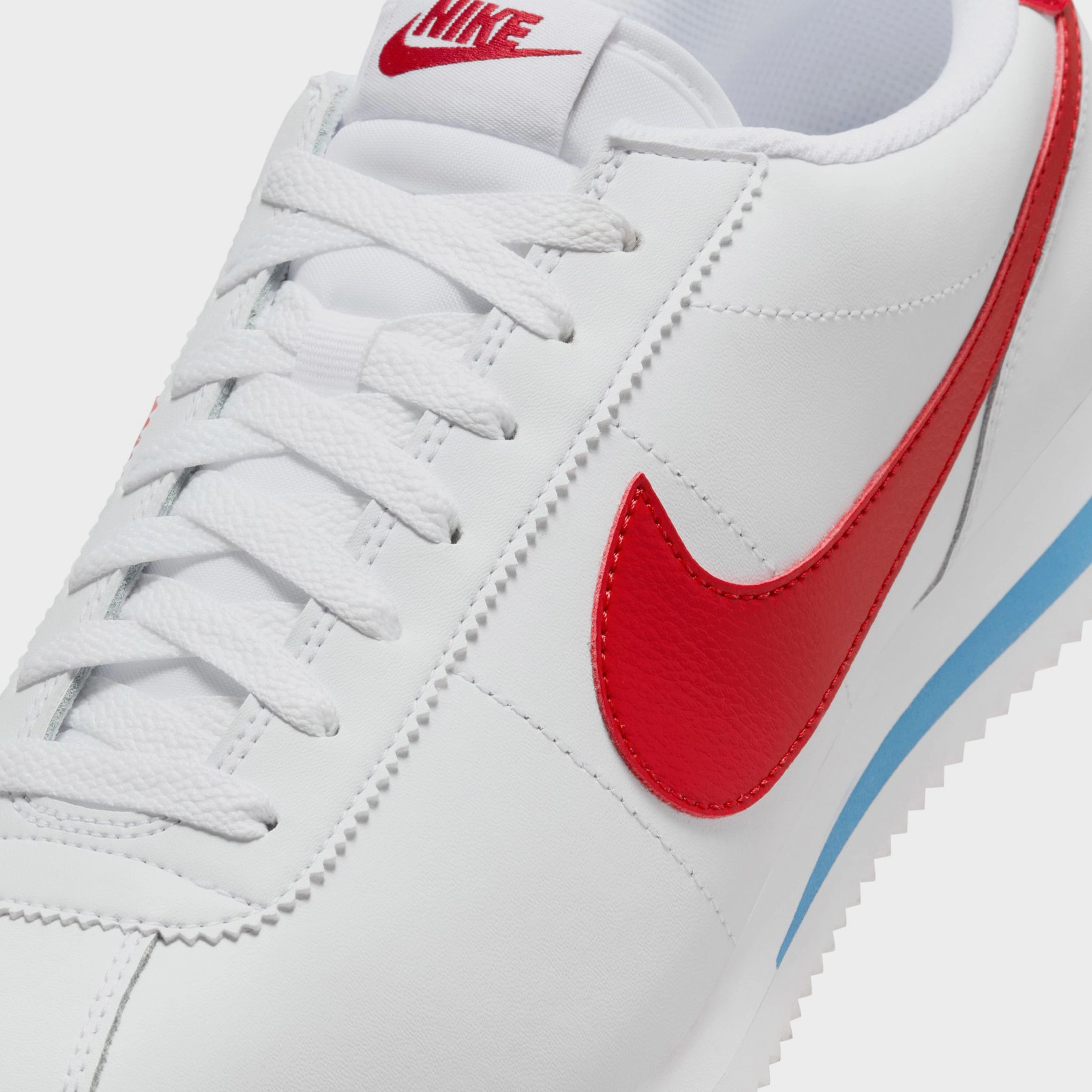Cortez Leather Mens Running Shoes (White/Varsity Blue/Varsity Red) Classic Cortez