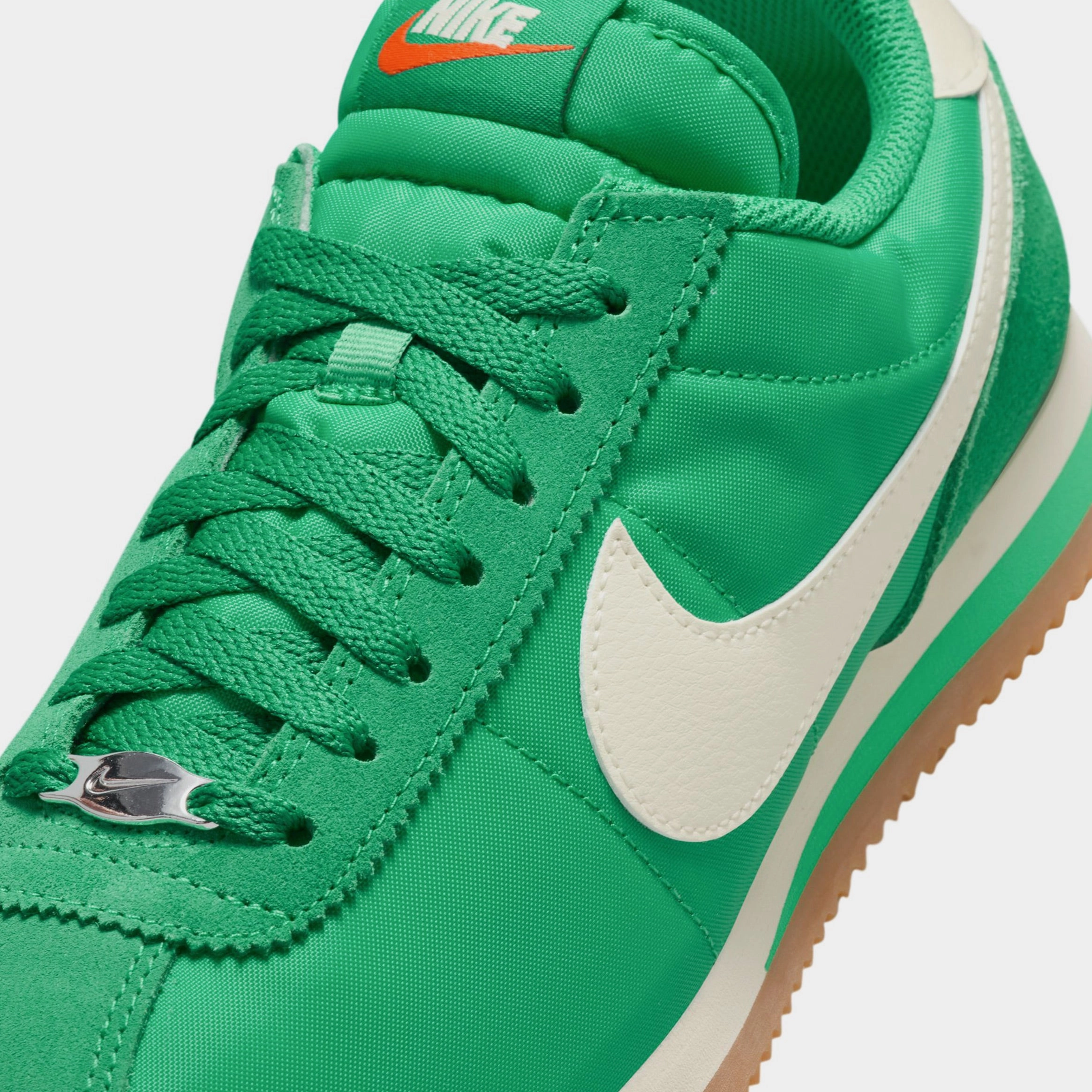 Cortez Textile Womens Lifestyle Shoes (Stadium Green/Safety Orange/Gum Light Brown/Coconut Milk) Classic Cortez