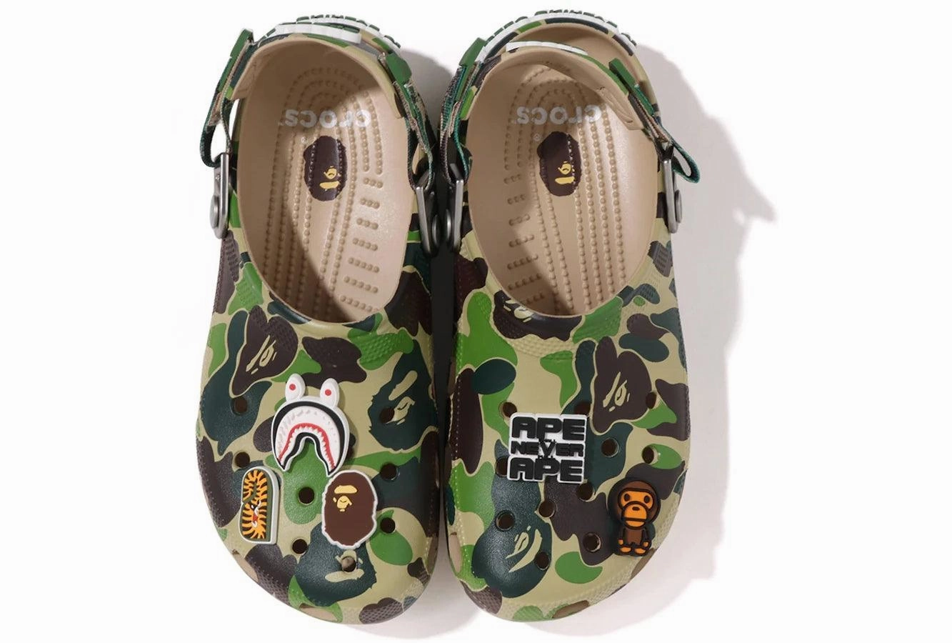 Crocs Classic Clog A Bathing Ape ABC Camo Green Street style fashion shoes