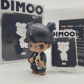 ETTV POPMART Dimoo X Jean Michel Basquiat rare SIGNED two signatures by Ayan Deng (002)#b