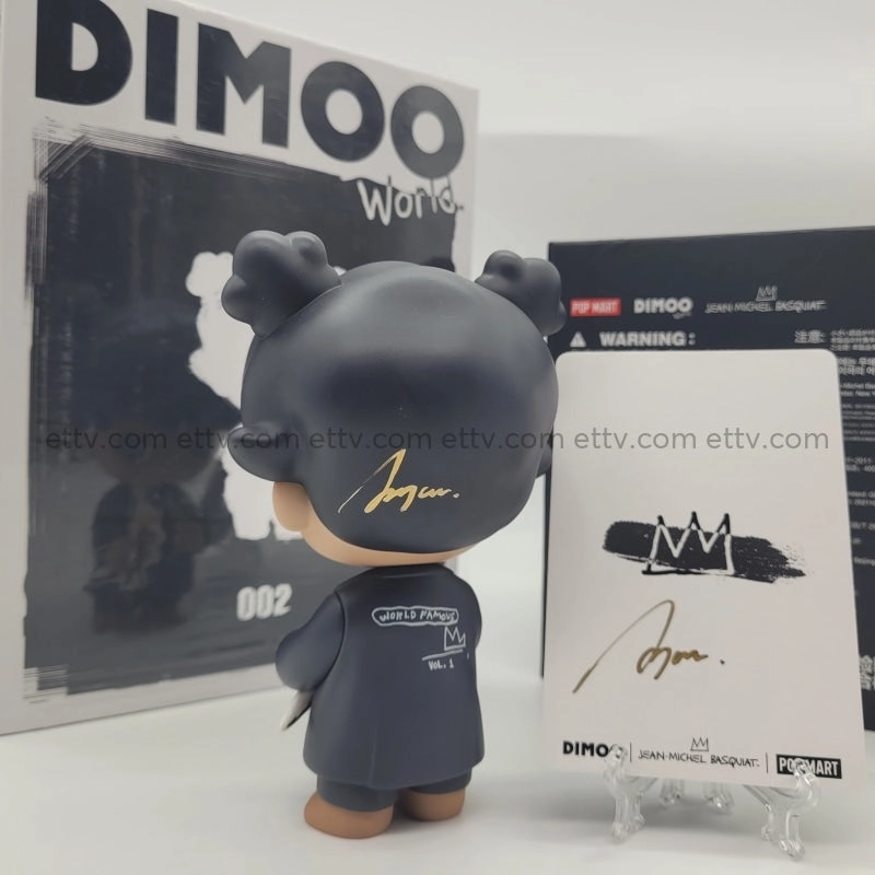 ETTV POPMART Dimoo X Jean Michel Basquiat rare SIGNED two signatures by Ayan Deng (002)#b