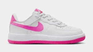Force 1 Low EasyOn Preschool Lifestyle Shoes (White/Laser Fuchsia) nike air force 1 timeless streetwear shoes