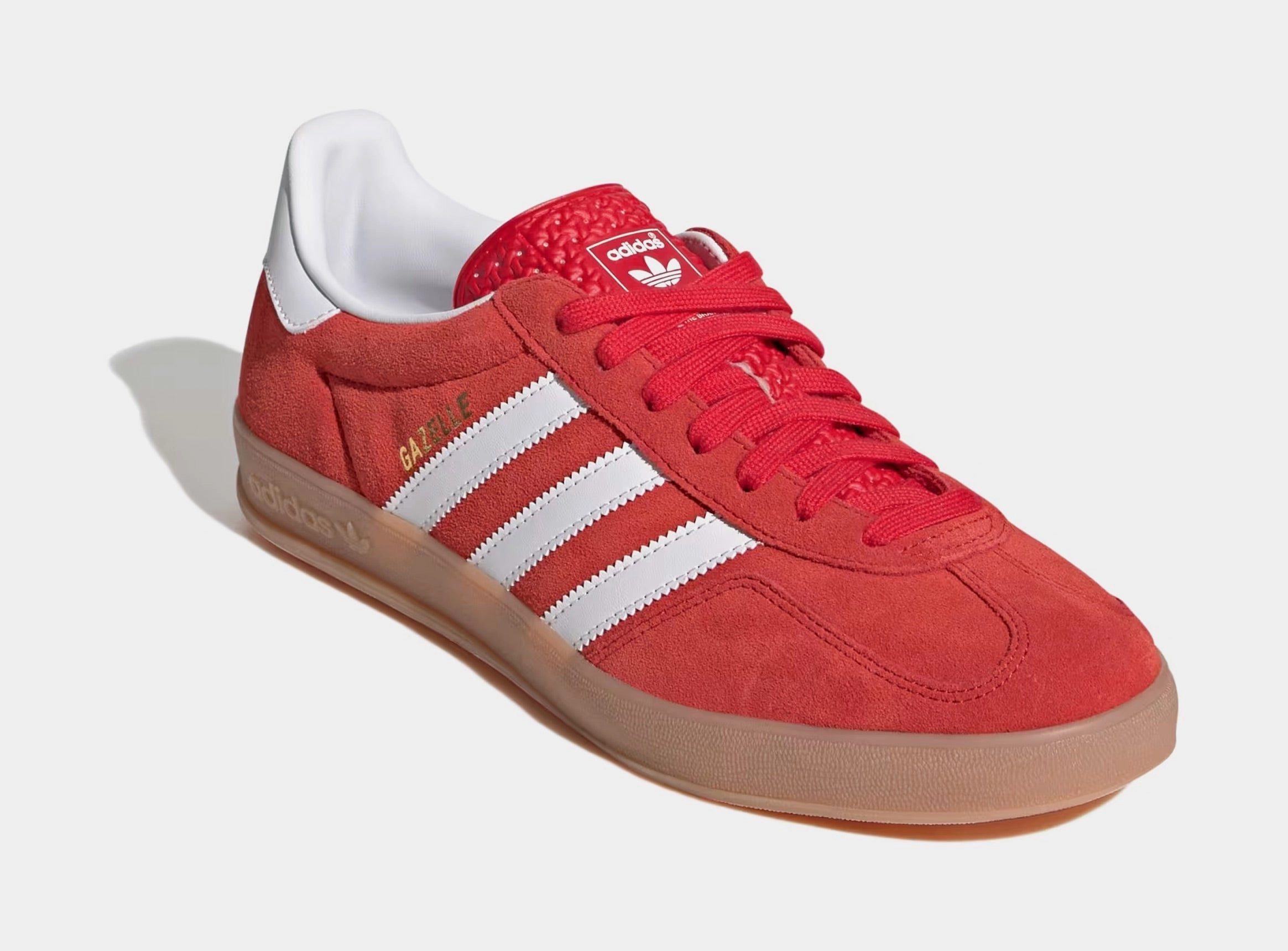 Gazelle Indoor Mens Lifestyle Shoes (Better Scarlet/Cloud White/Gum) Old-school fashion sneakers