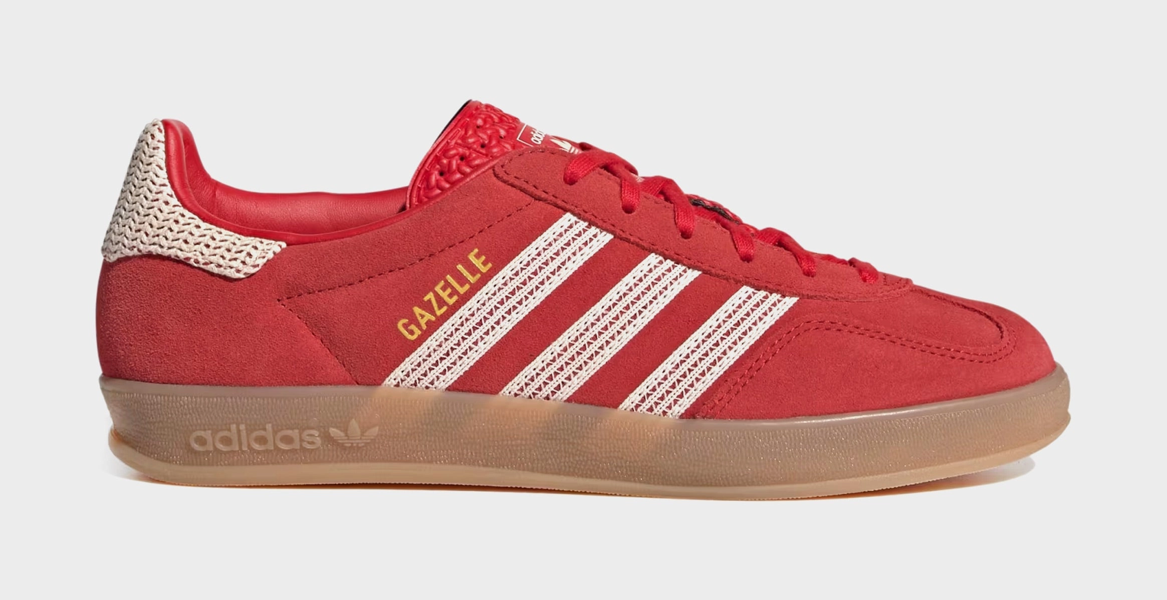 Gazelle Indoor Womens Lifestyle Shoes (Better Scarlet/Wonder White/Gum) Adidas Gazelle vintage-inspired casual sneakers