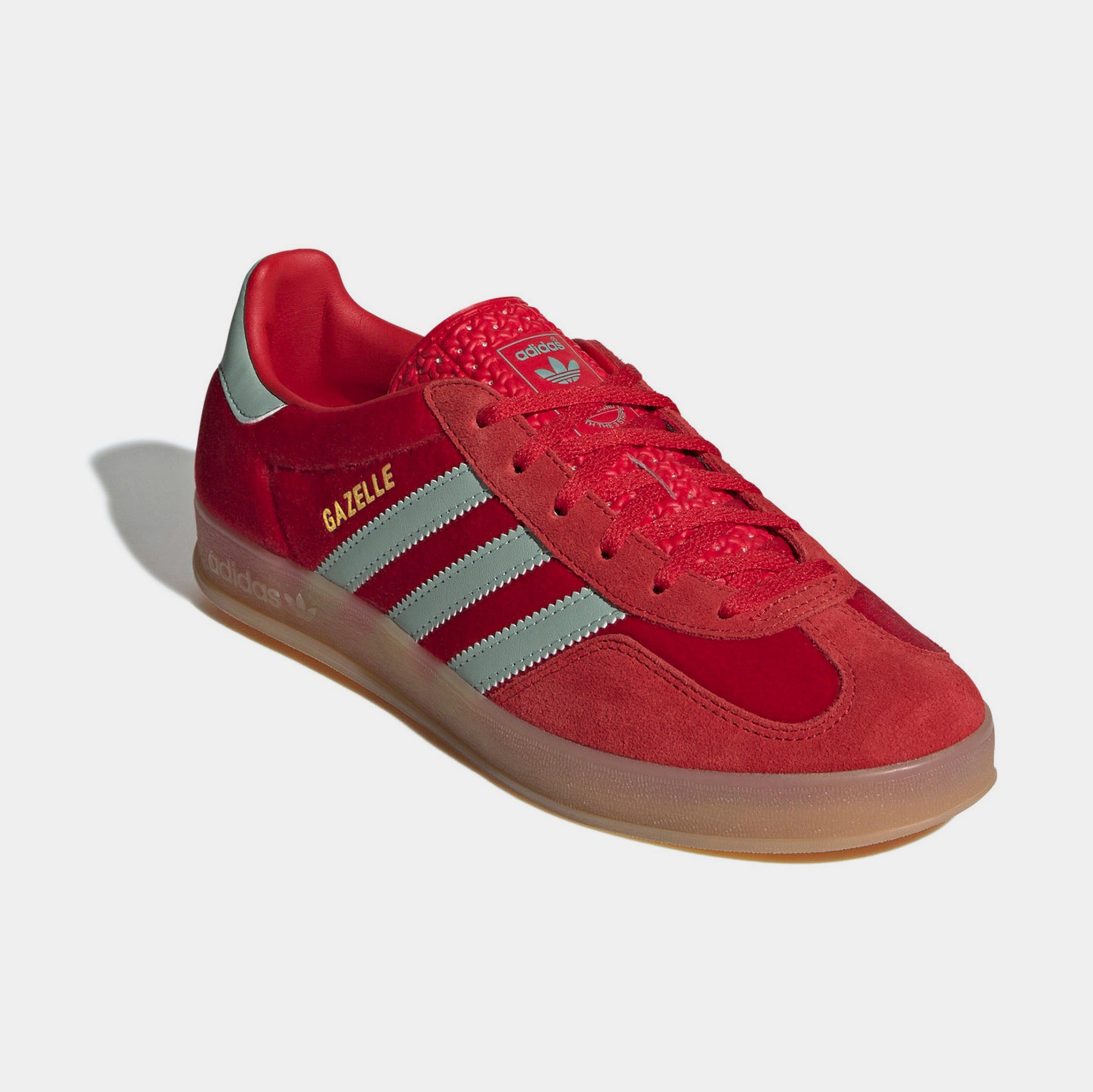 Gazelle Indoor Womens Lifestyle Shoes (Scarlet/Hazy Green/Gum) Old-school fashion sneakers
