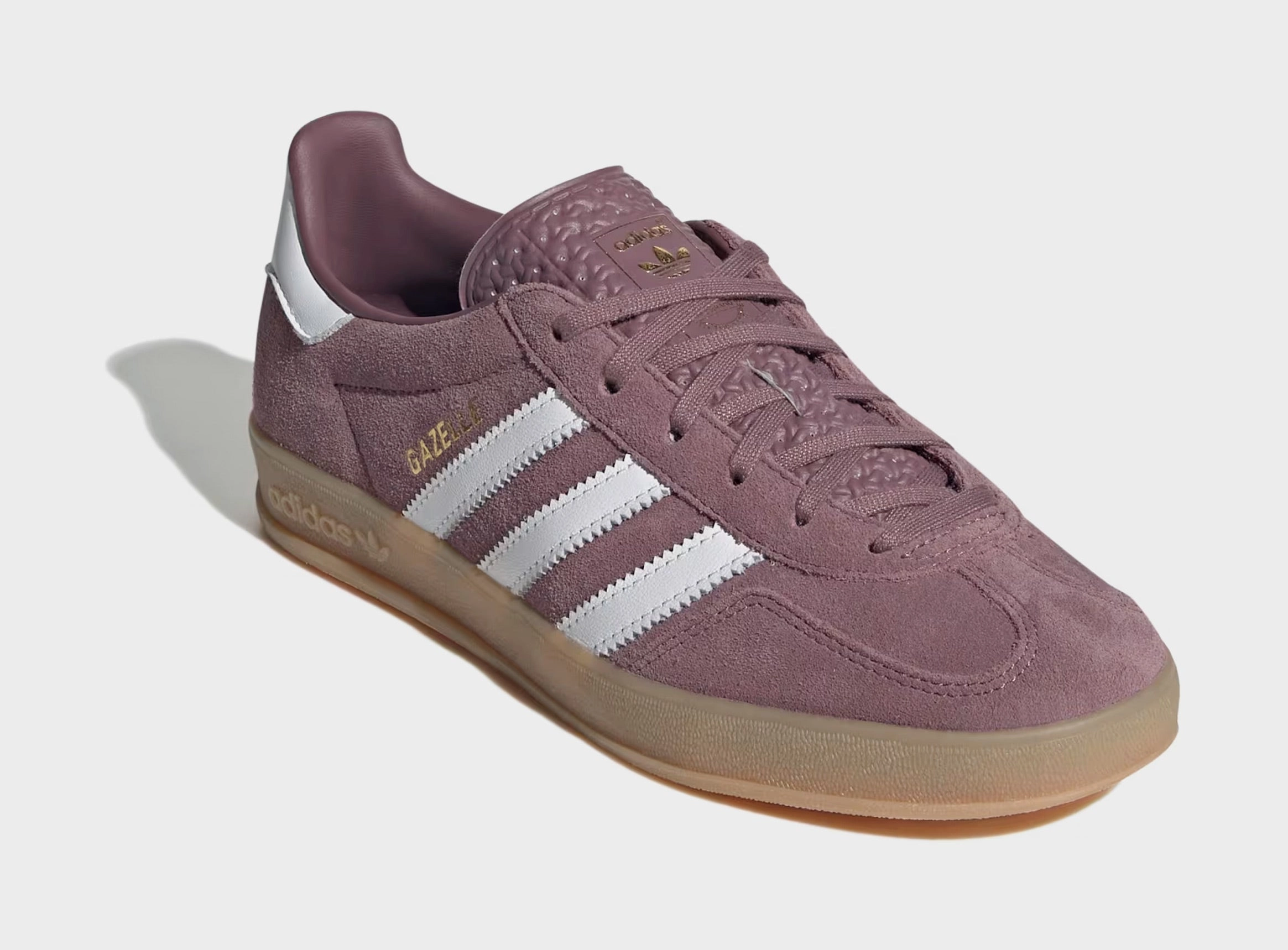Gazelle Indoor Womens Lifestyle Shoes (Shadow Fig/White/Gum) Old-school fashion sneakers