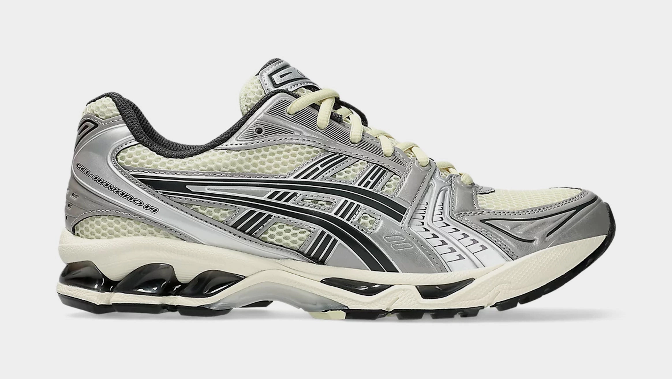 Gel Kayano 14 Mens Running Shoes (Oyster White/Steeple Grey) Everyday wear Asics shoes