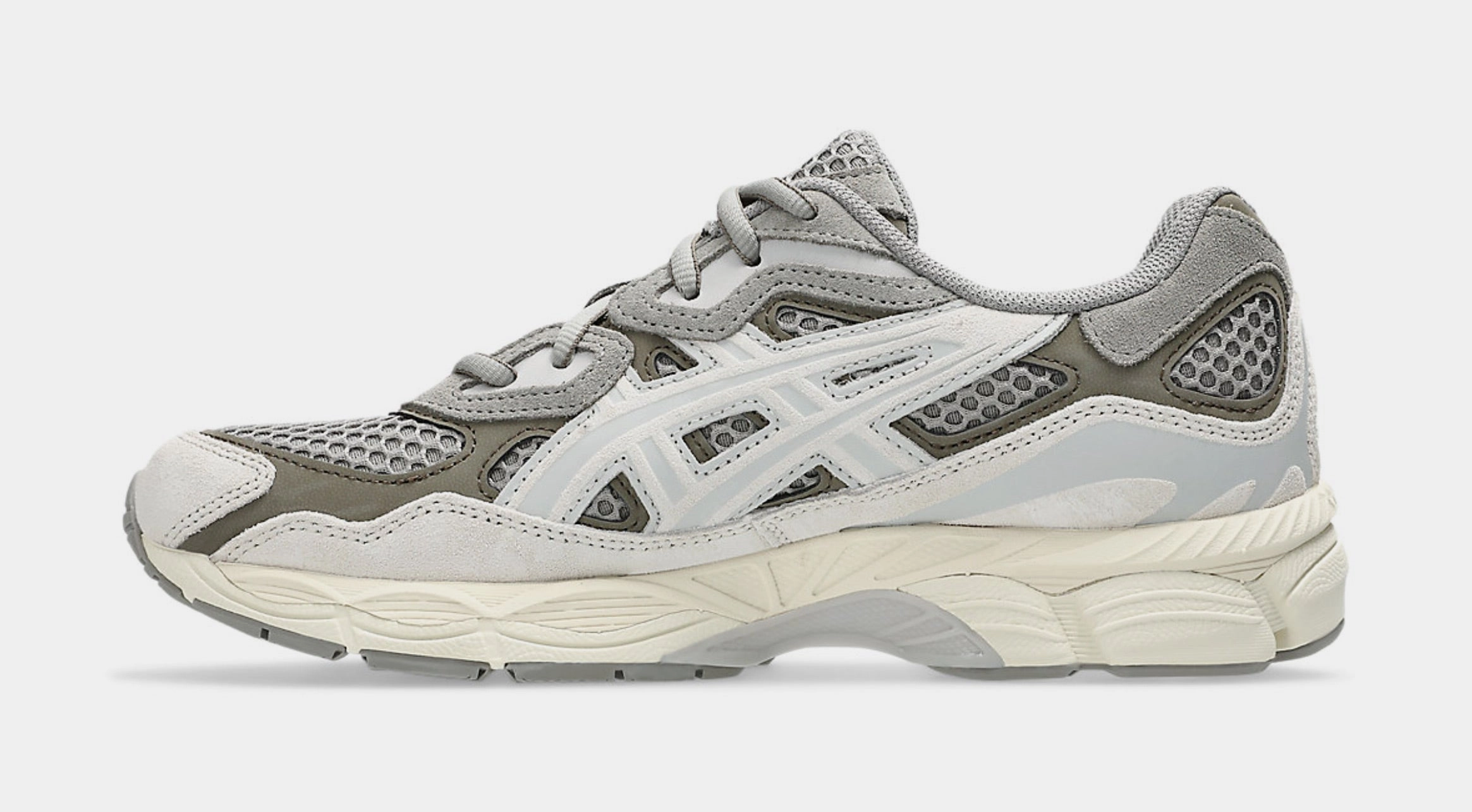 Gel NYC Mens Running Shoes (Grey/Beige) Adaptive running trainers