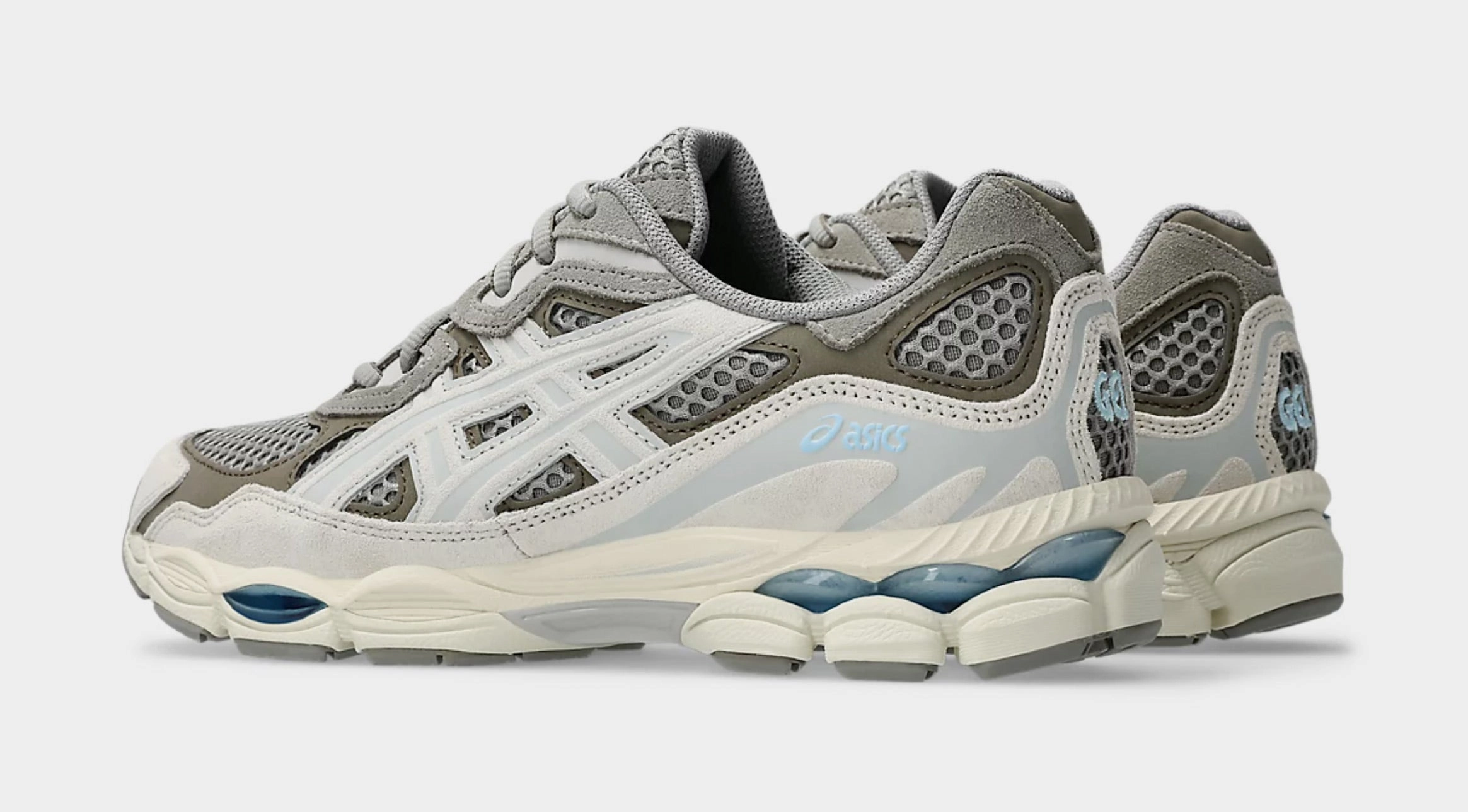 Gel NYC Mens Running Shoes (Grey/Beige) Adaptive running trainers