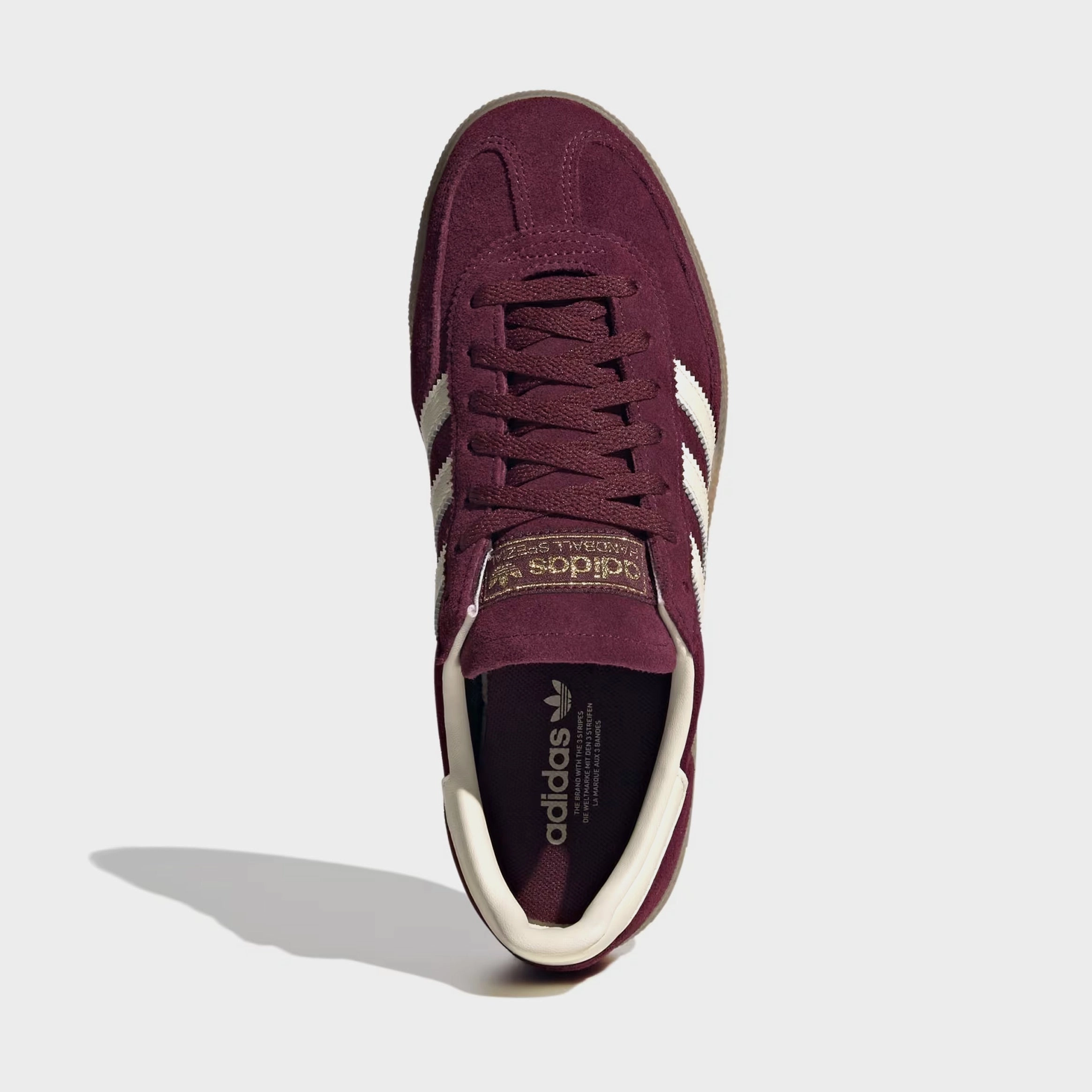 Handball Spezial Womens Lifestyle Shoes (Maroon/Cream White/Gold Metallic) Retro gym-inspired shoes