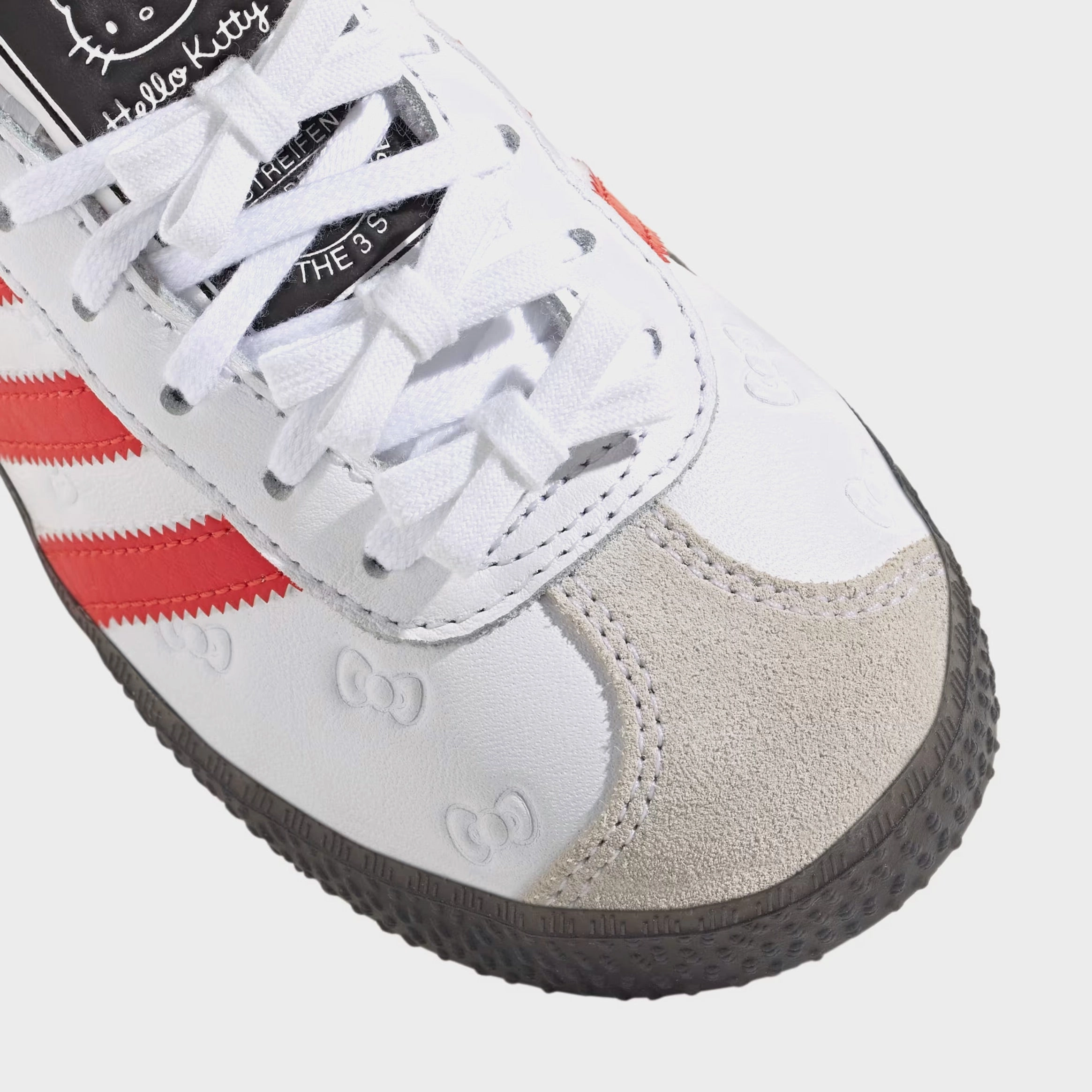 Hello Kitty Gazelle Preschool Lifestyle Shoes (Cloud White/Red/Black) Old-school fashion sneakers
