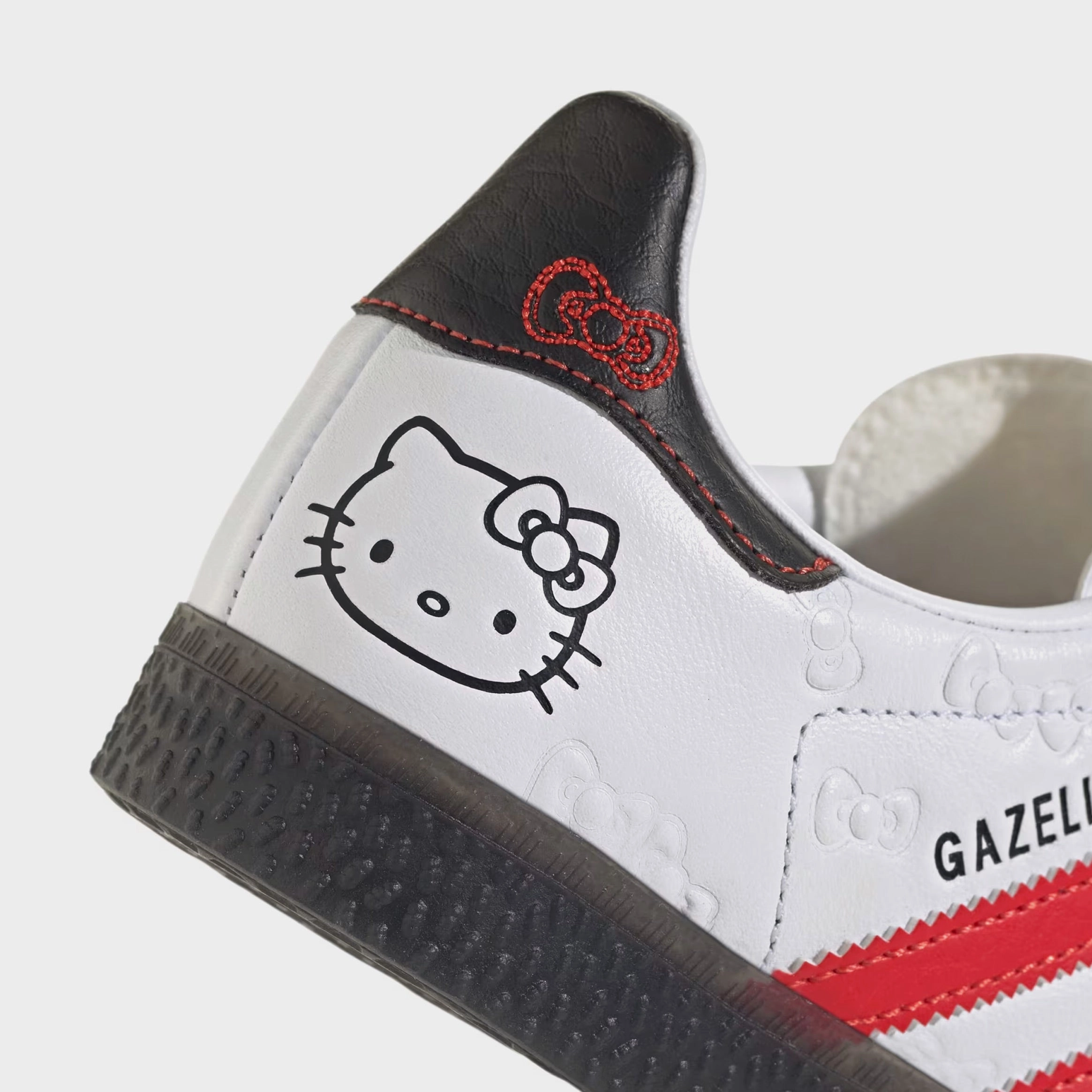 Hello Kitty Gazelle Preschool Lifestyle Shoes (Cloud White/Red/Black) Old-school fashion sneakers